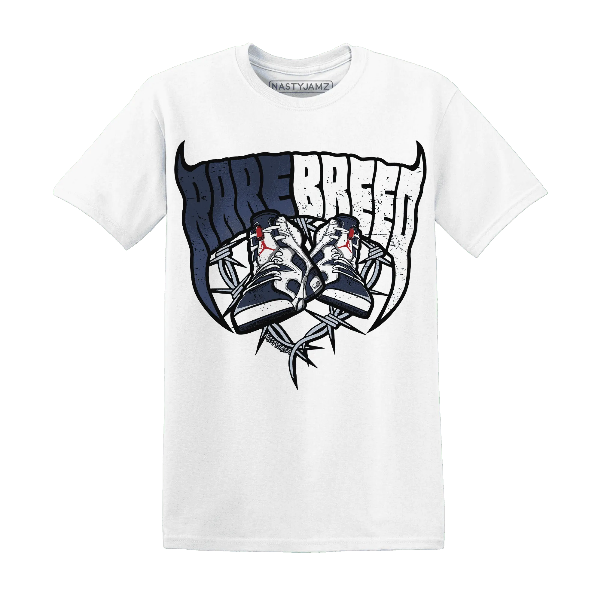 White-Navy-6s-T-Shirt-Match-Rare-Breed-Sneaker