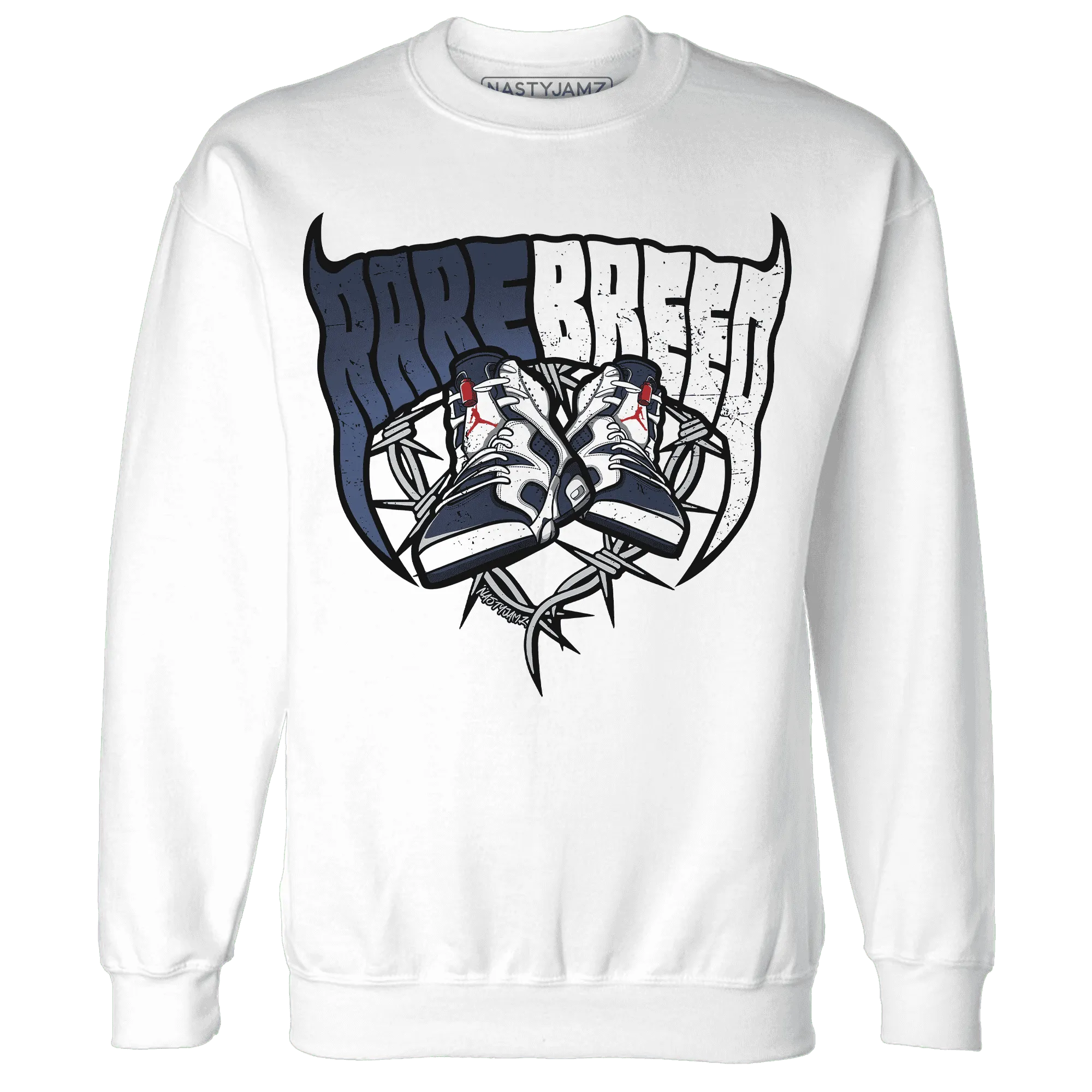 White-Navy-6s-Sweatshirt-Match-Rare-Breed-Sneaker