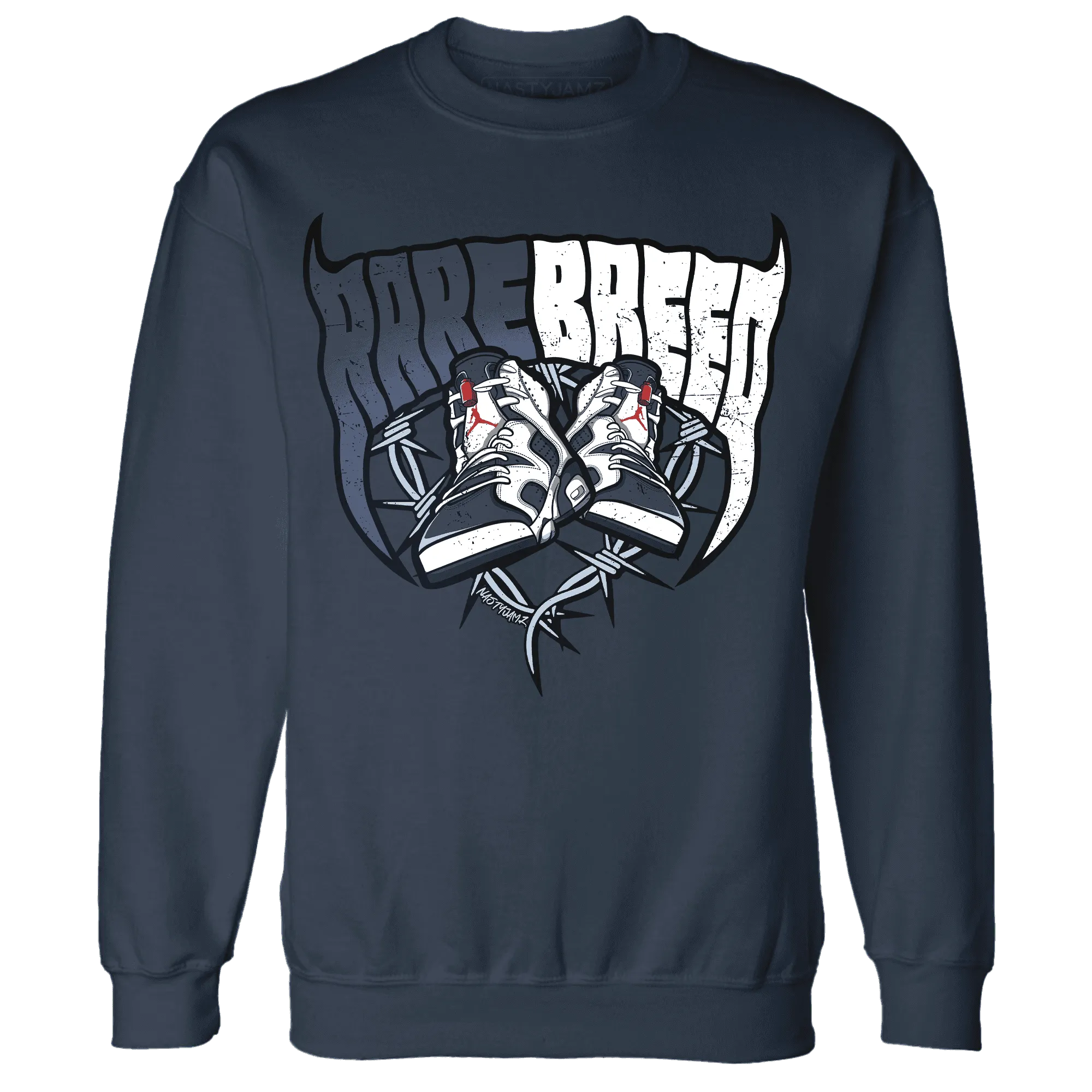 White-Navy-6s-Sweatshirt-Match-Rare-Breed-Sneaker