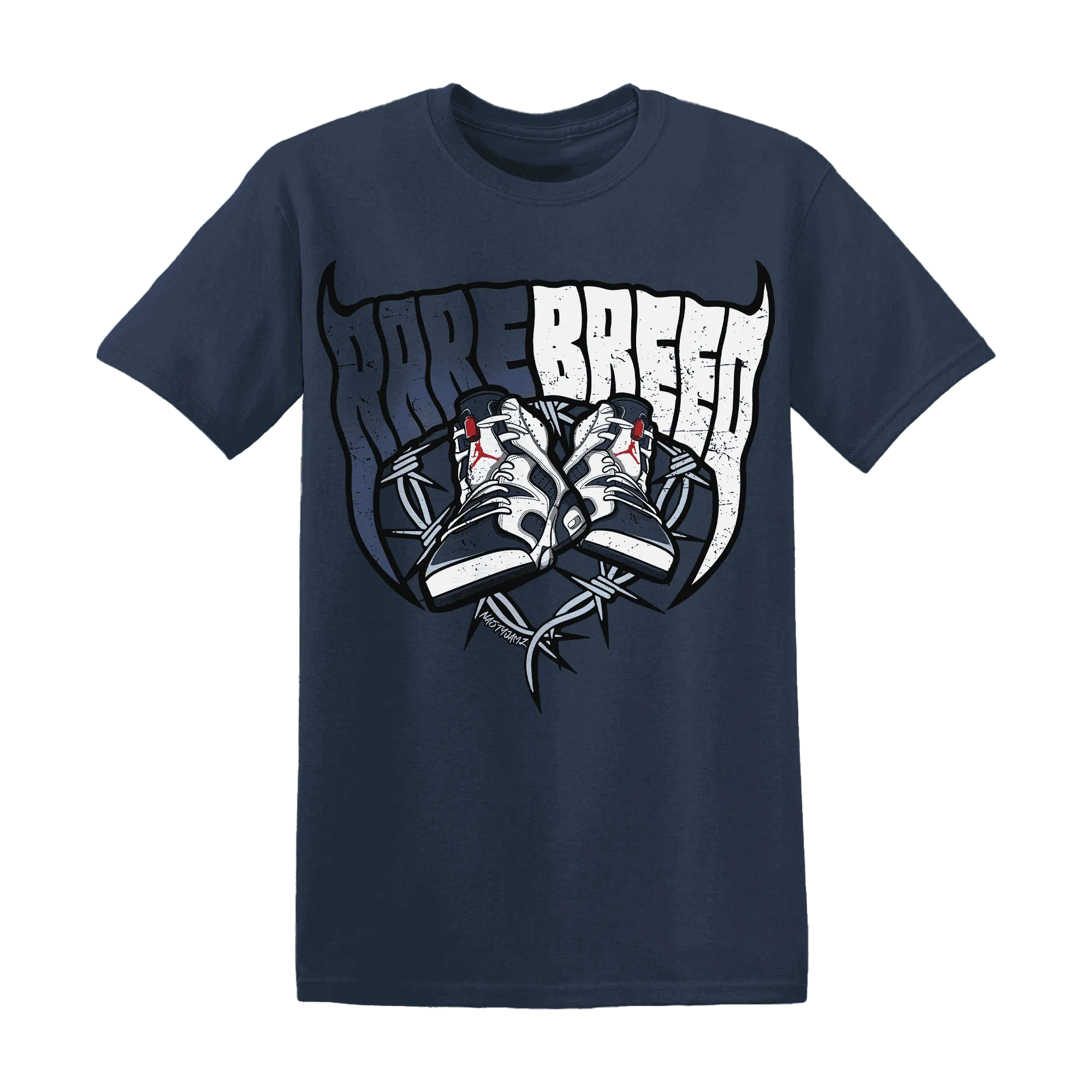 White-Navy-6s-T-Shirt-Match-Rare-Breed-Sneaker