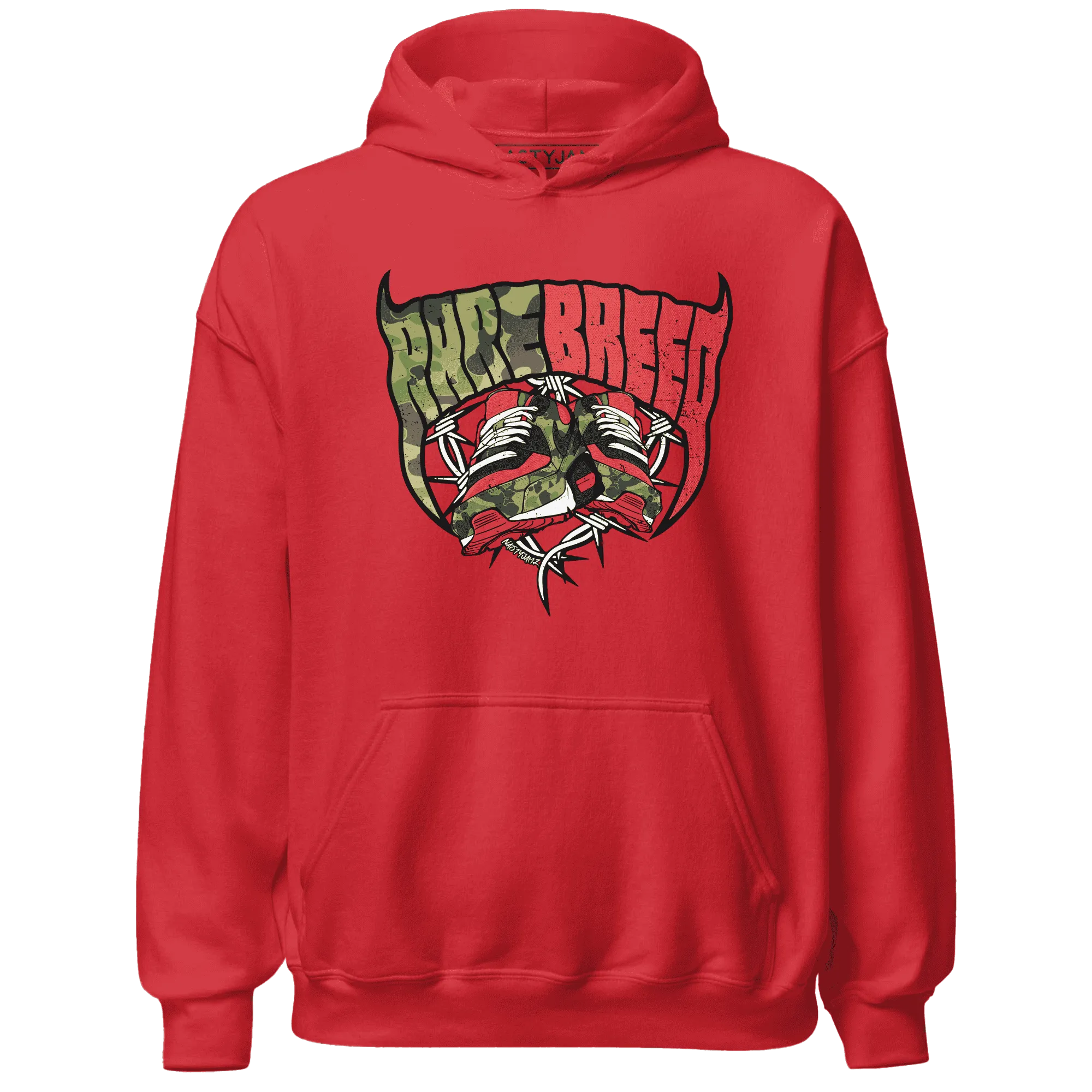 AM-90-Dark-Sage-Solar-Red-NastyJamz-Hoodie-Match-Rare-Breed-Sneaker