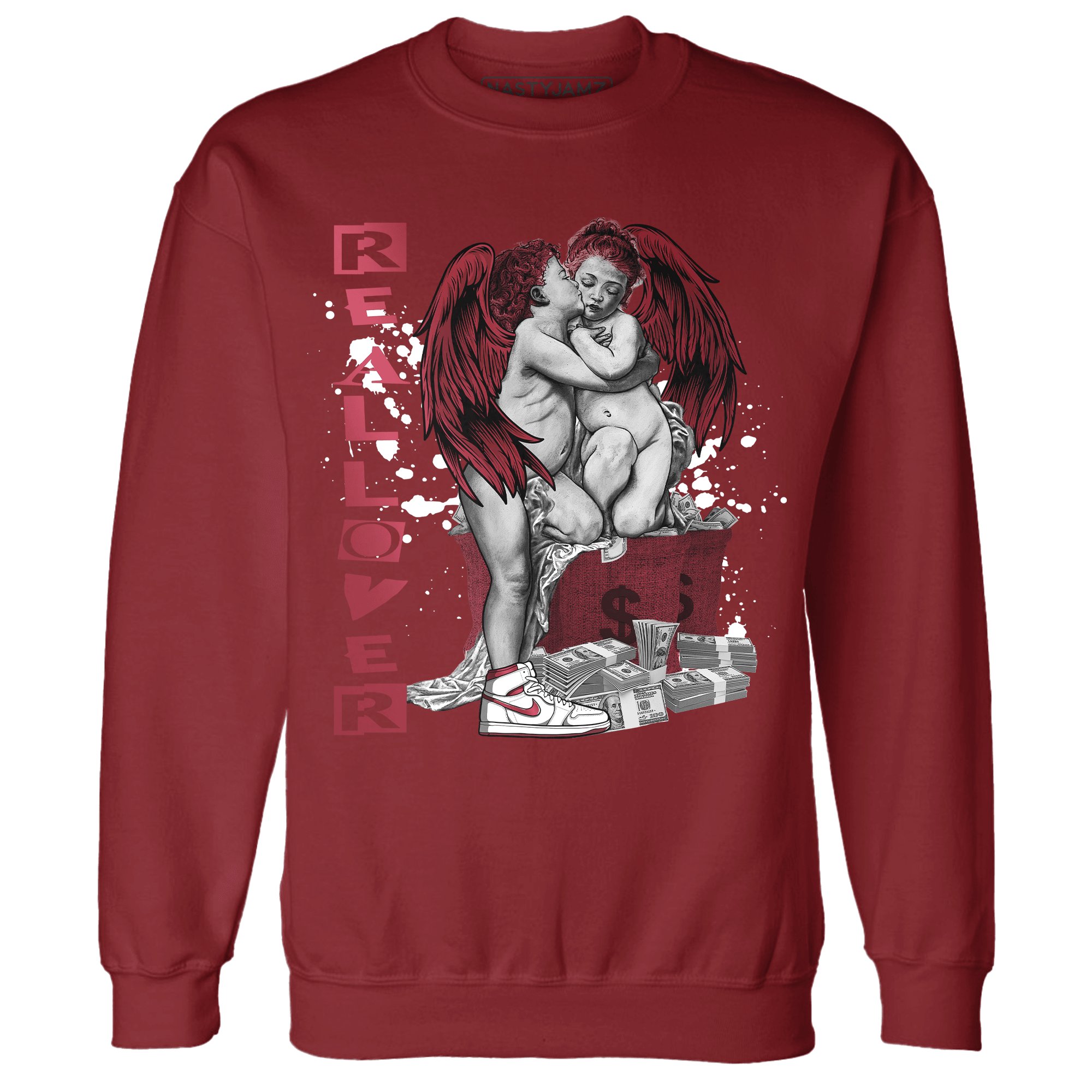 High 85 Metallic Burgundy 1s Sweatshirt Match Real Lover Angel - NastyJamz