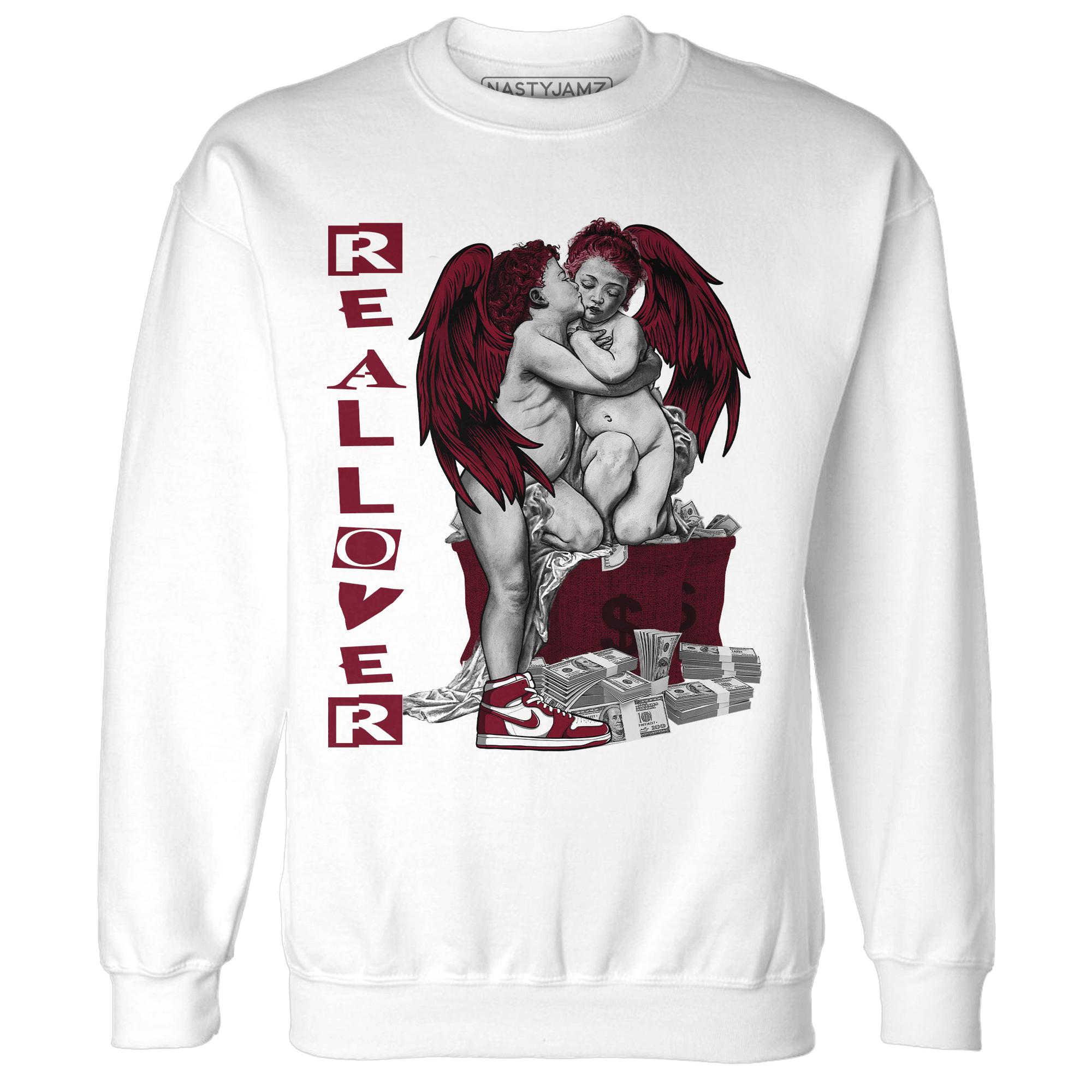 High White Team Red 1s Sweatshirt Match Real Lover Angel - NastyJamz