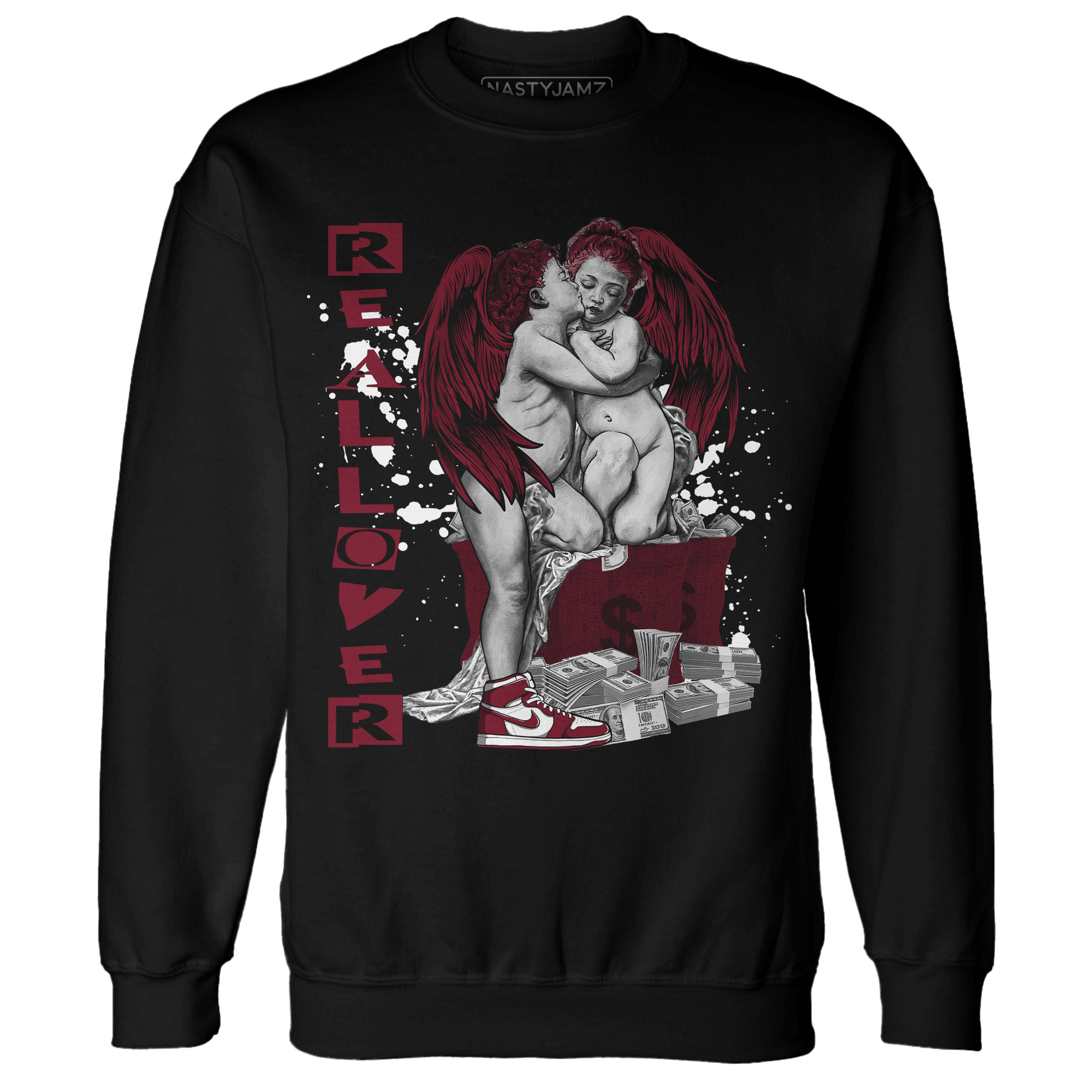 High White Team Red 1s Sweatshirt Match Real Lover Angel - NastyJamz