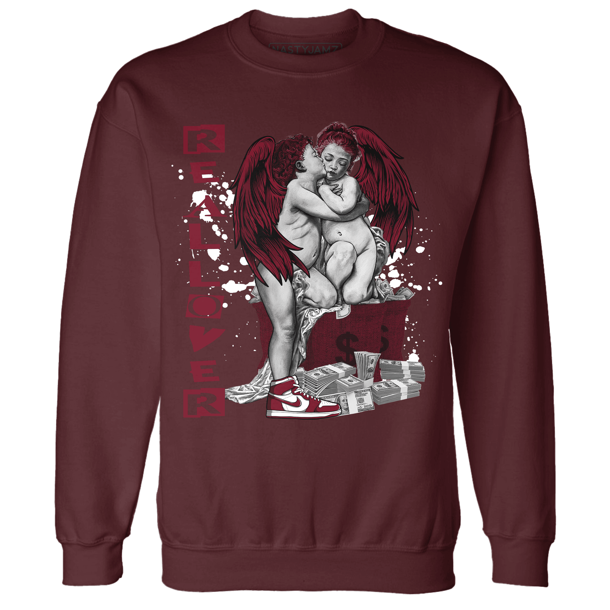 High White Team Red 1s Sweatshirt Match Real Lover Angel - NastyJamz