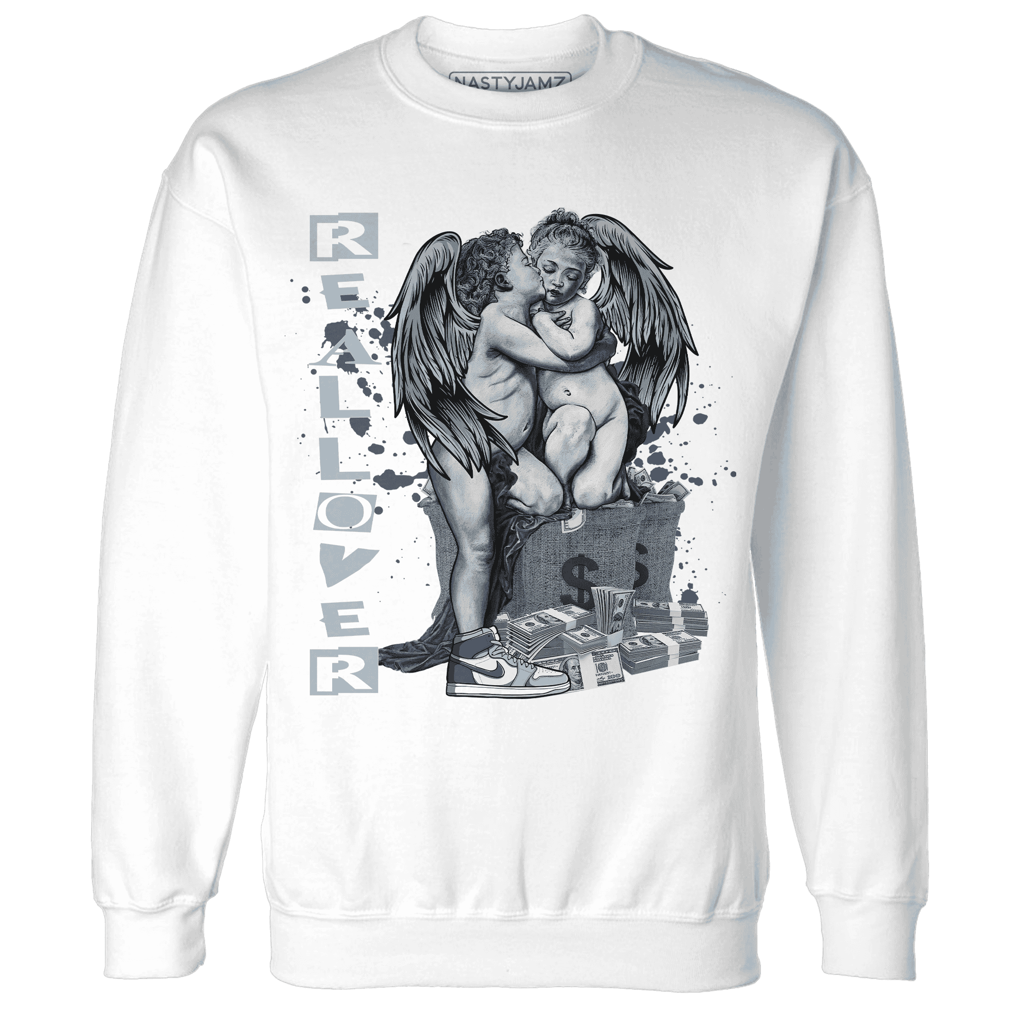 Mid Diffused Blue Grey 1s Sweatshirt Match Real Lover Angel - NastyJamz