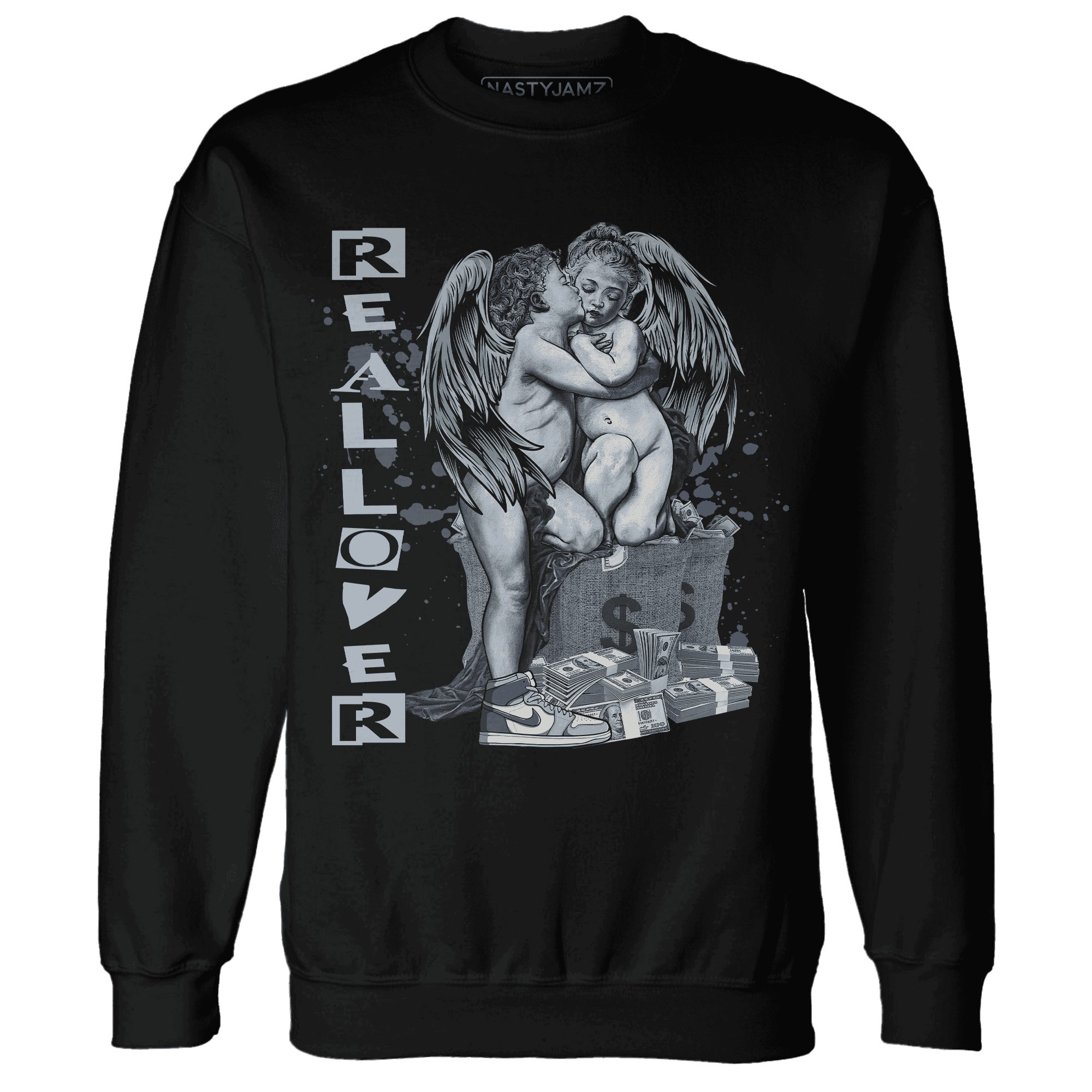 Mid Diffused Blue Grey 1s Sweatshirt Match Real Lover Angel - NastyJamz