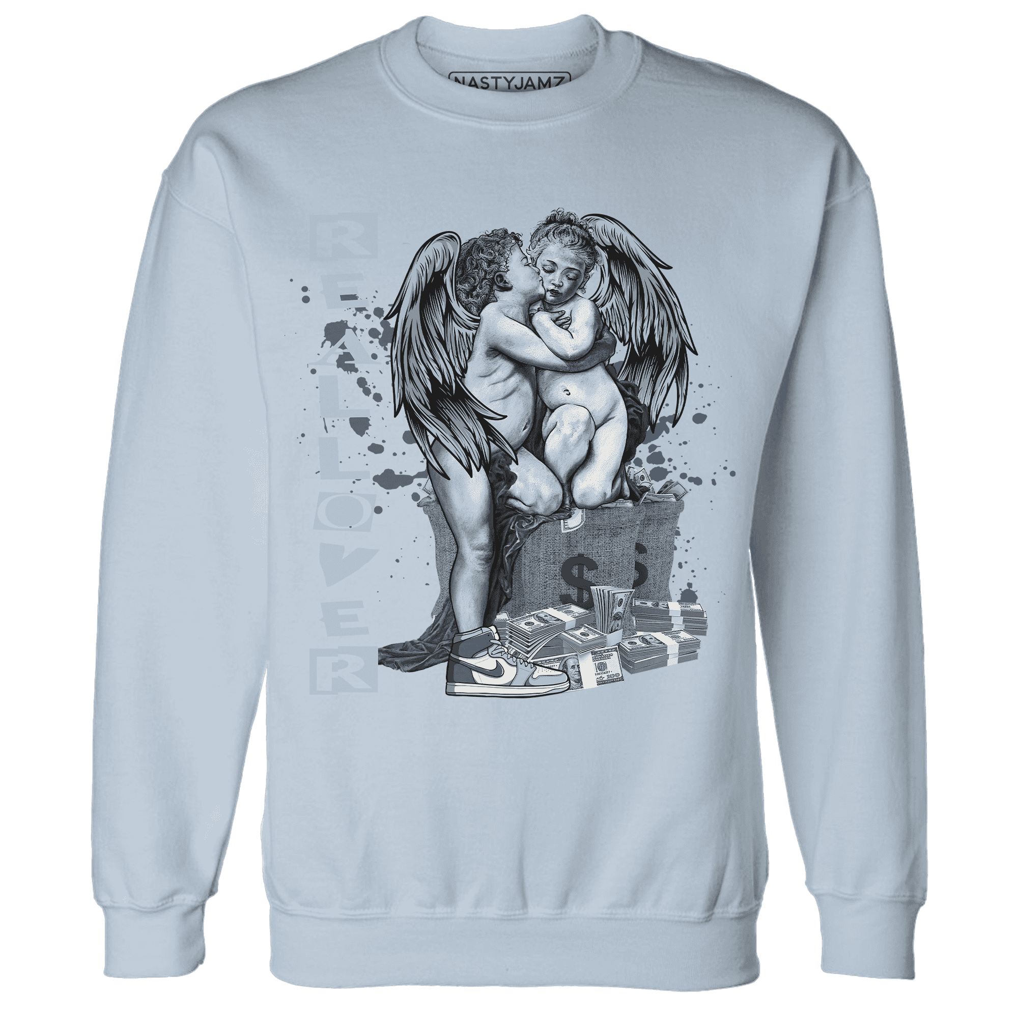 Mid Diffused Blue Grey 1s Sweatshirt Match Real Lover Angel - NastyJamz