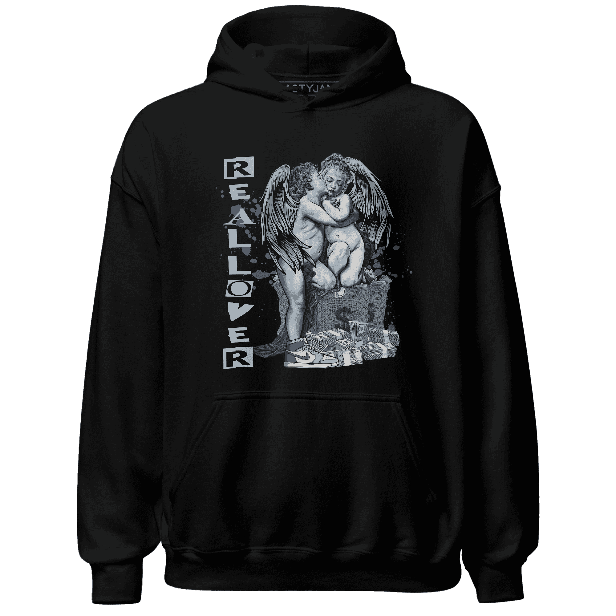 Mid Diffused Blue Grey 1s Hoodie Match Real Lover Angel - NastyJamz