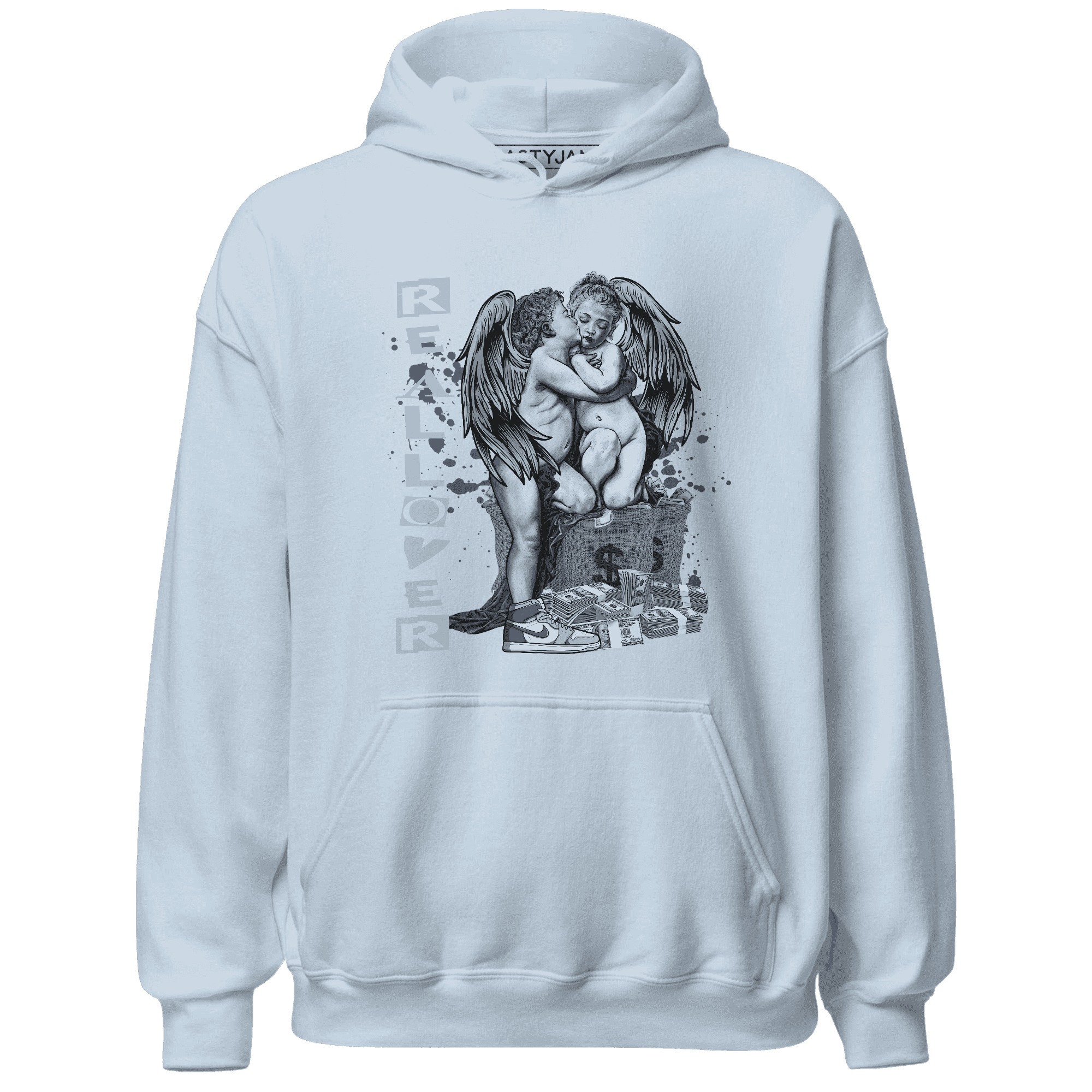 Mid Diffused Blue Grey 1s Hoodie Match Real Lover Angel - NastyJamz