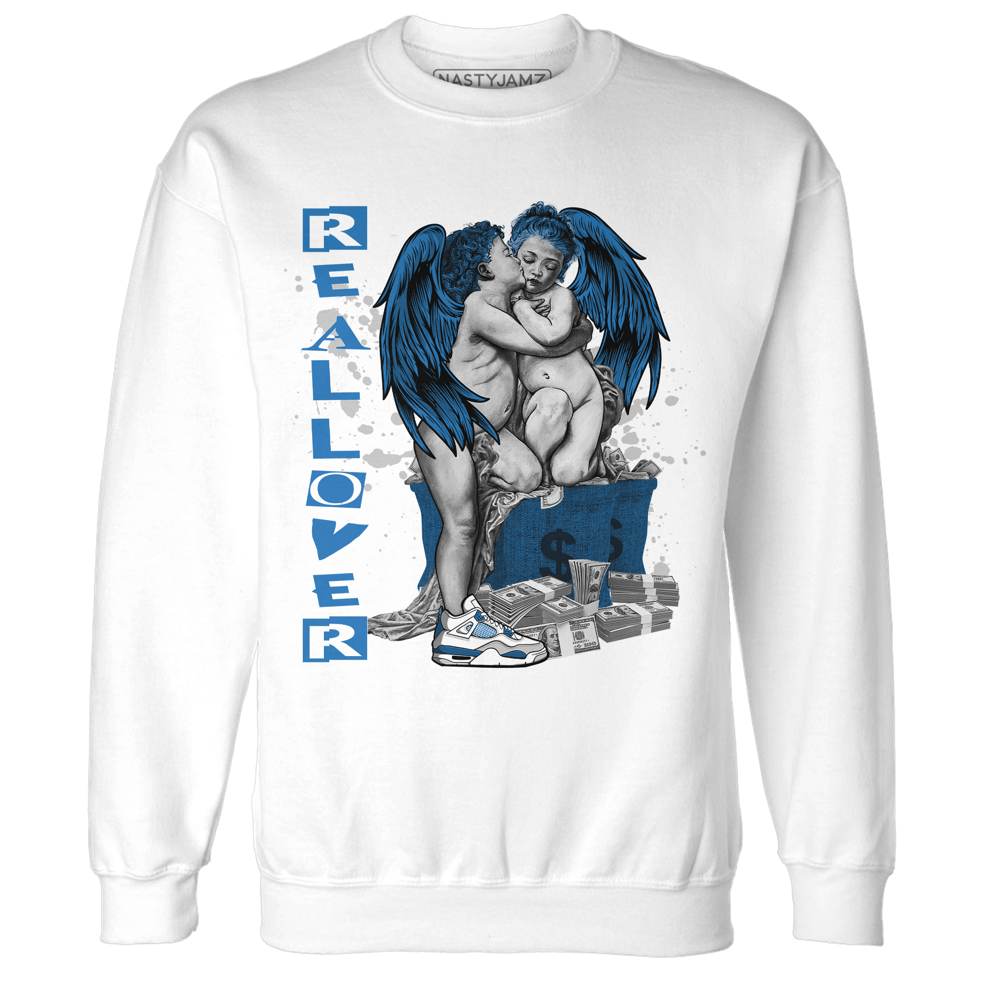 Industrial Blue 4s Sweatshirt Match Real Lover Angel - NastyJamz