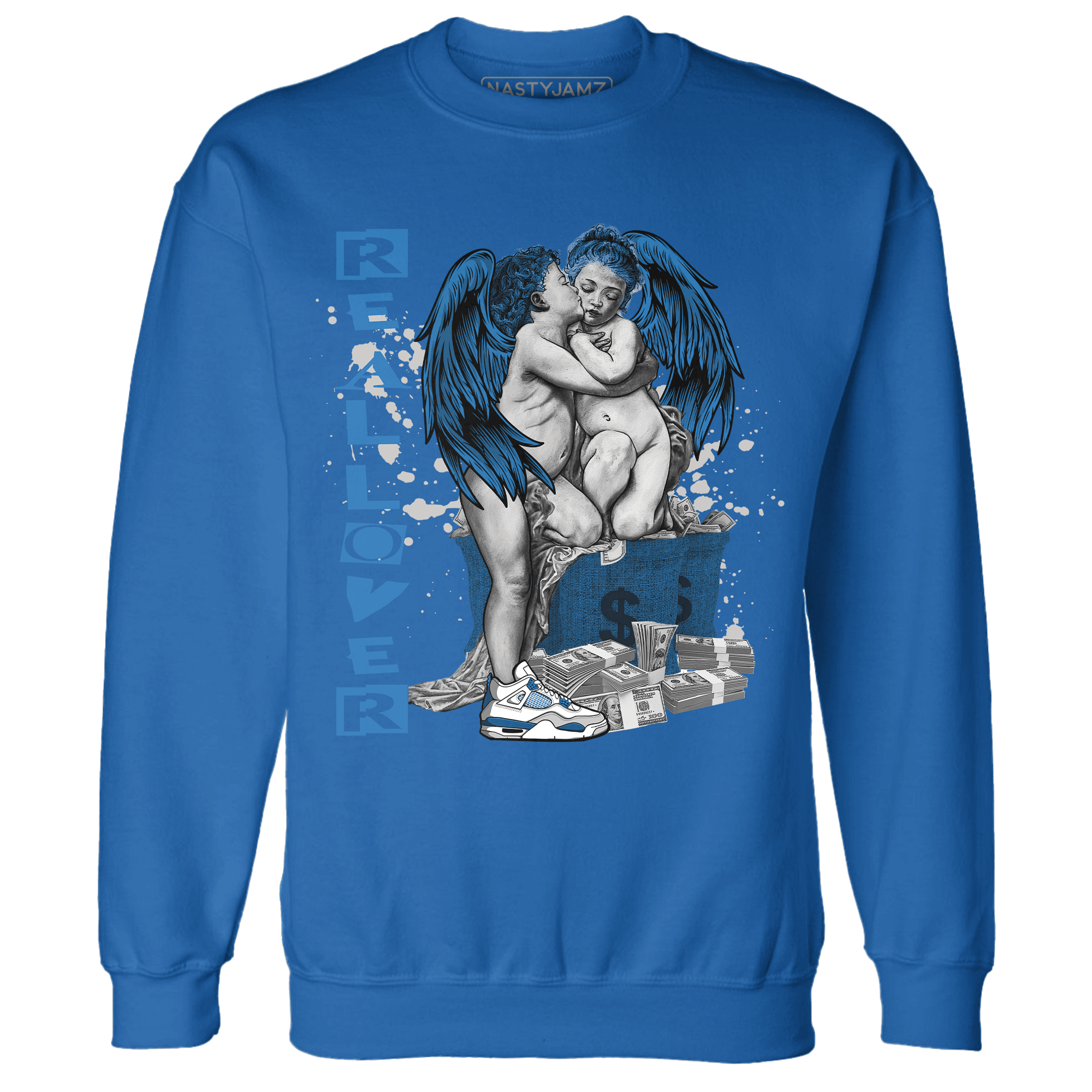 Industrial Blue 4s Sweatshirt Match Real Lover Angel - NastyJamz