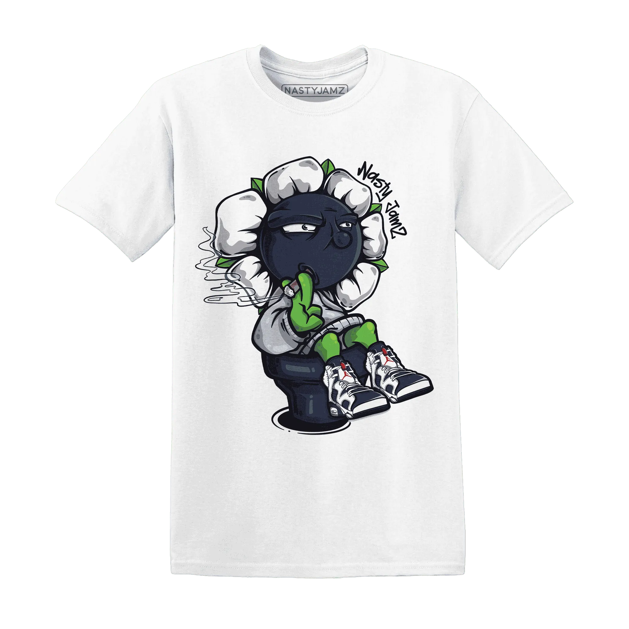 White-Navy-6s-T-Shirt-Match-Rebel-Bloom