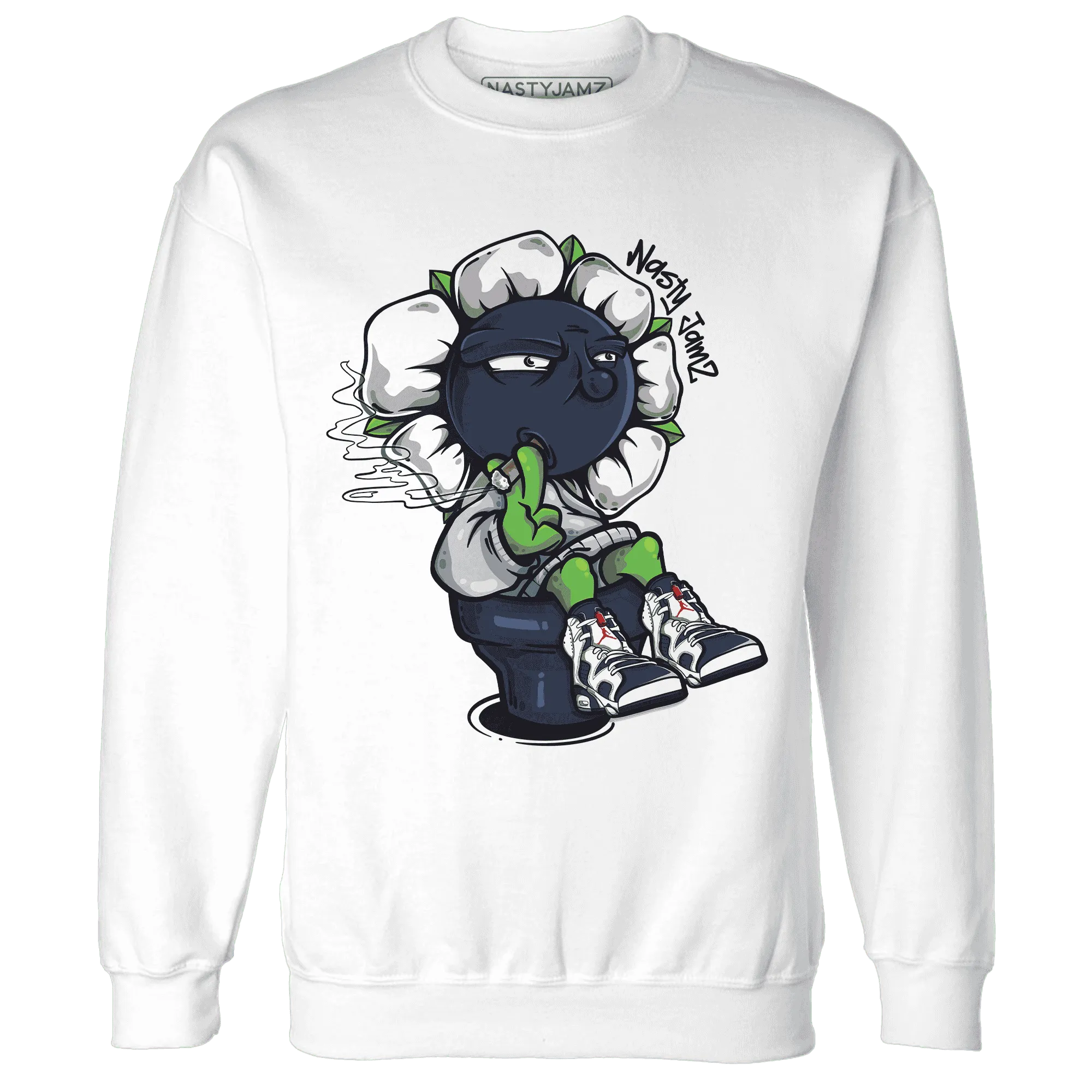 White-Navy-6s-Sweatshirt-Match-Rebel-Bloom