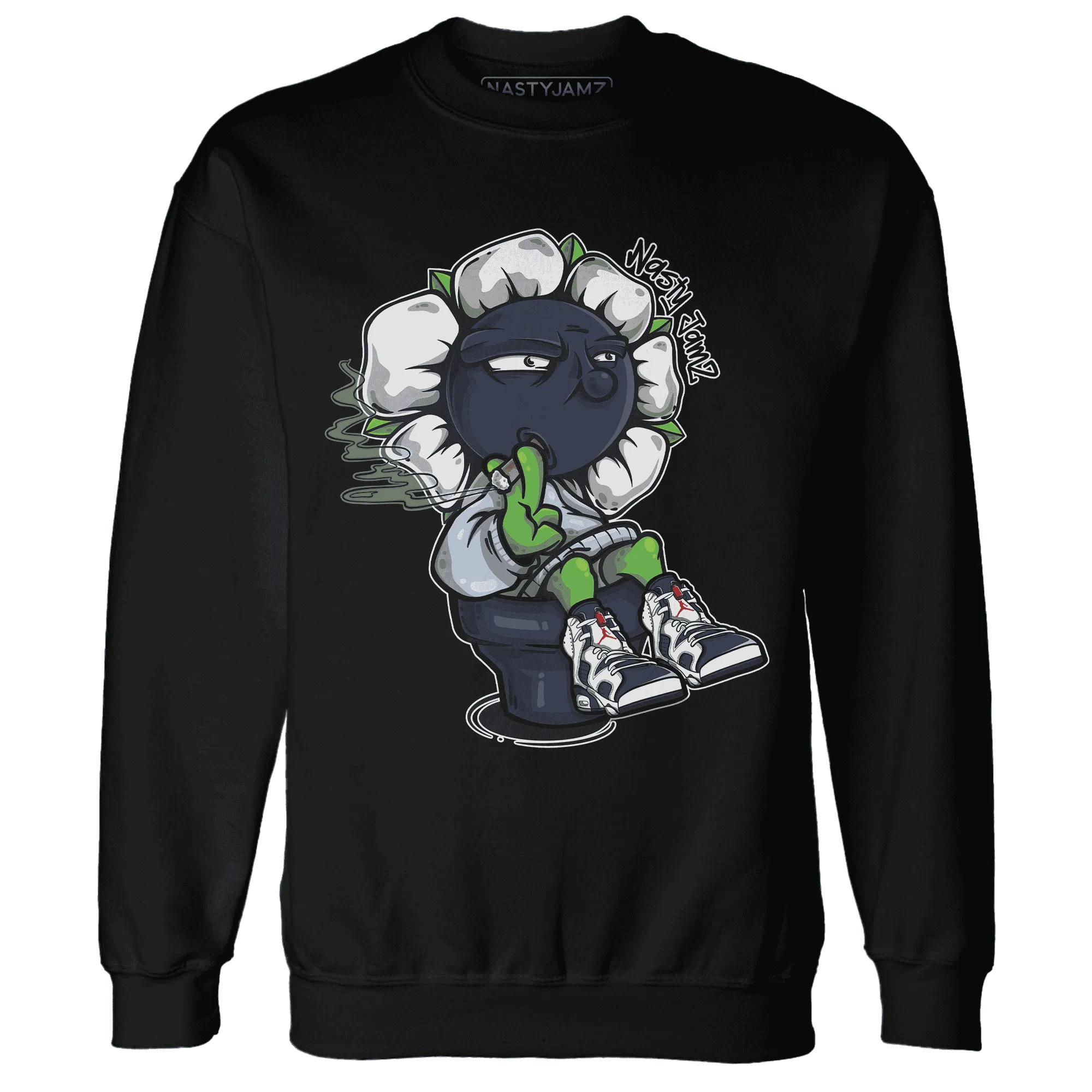 White-Navy-6s-Sweatshirt-Match-Rebel-Bloom