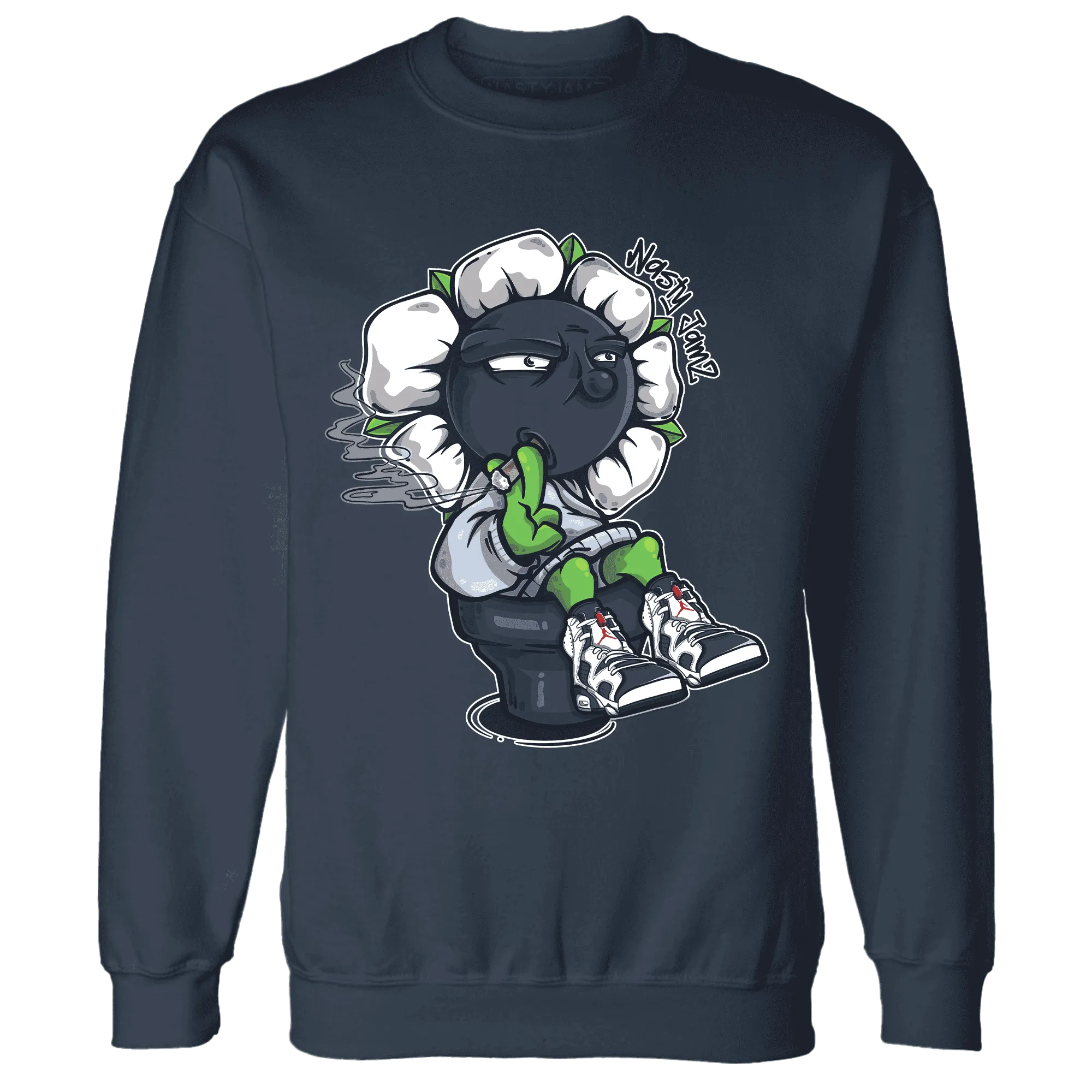 White-Navy-6s-Sweatshirt-Match-Rebel-Bloom
