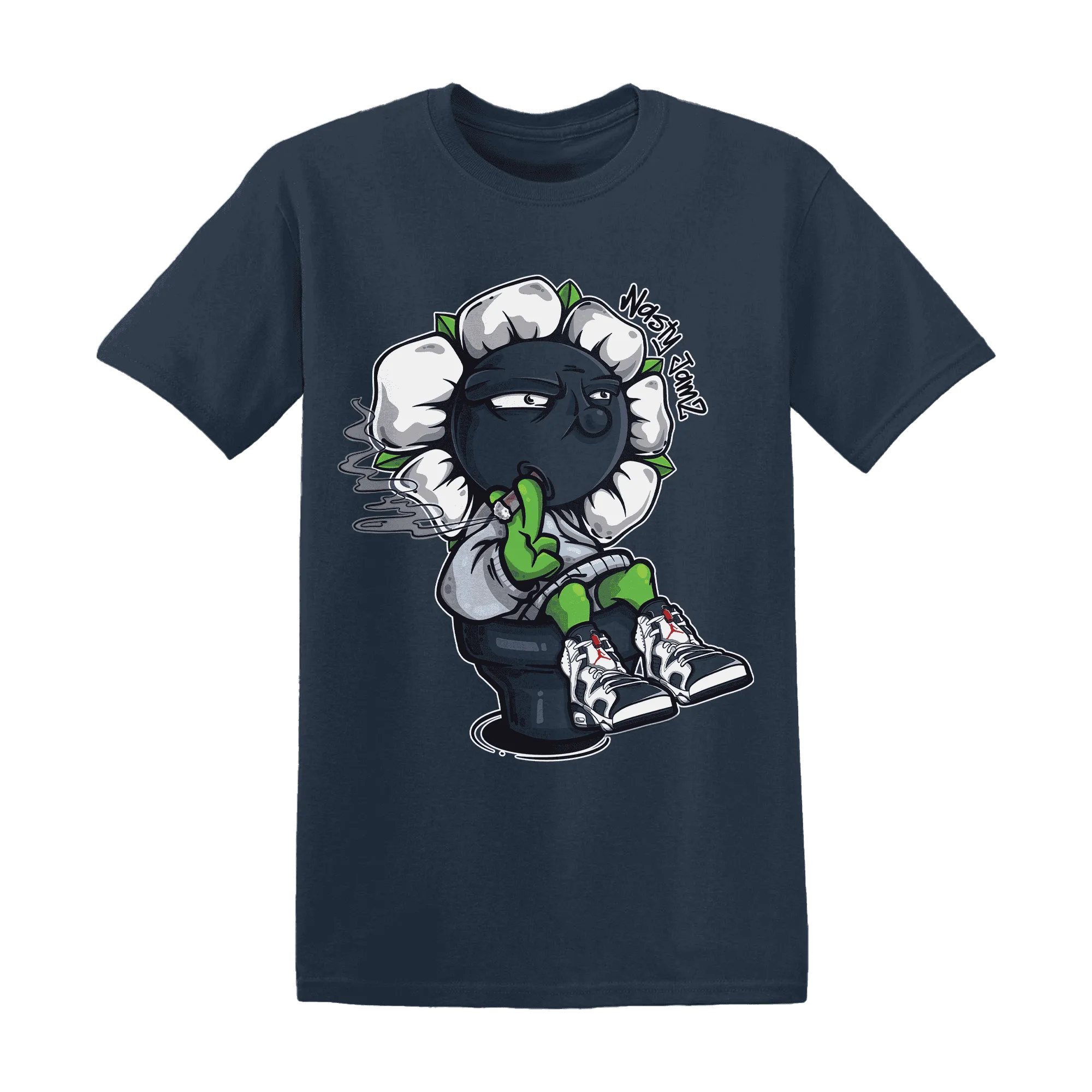 White-Navy-6s-T-Shirt-Match-Rebel-Bloom