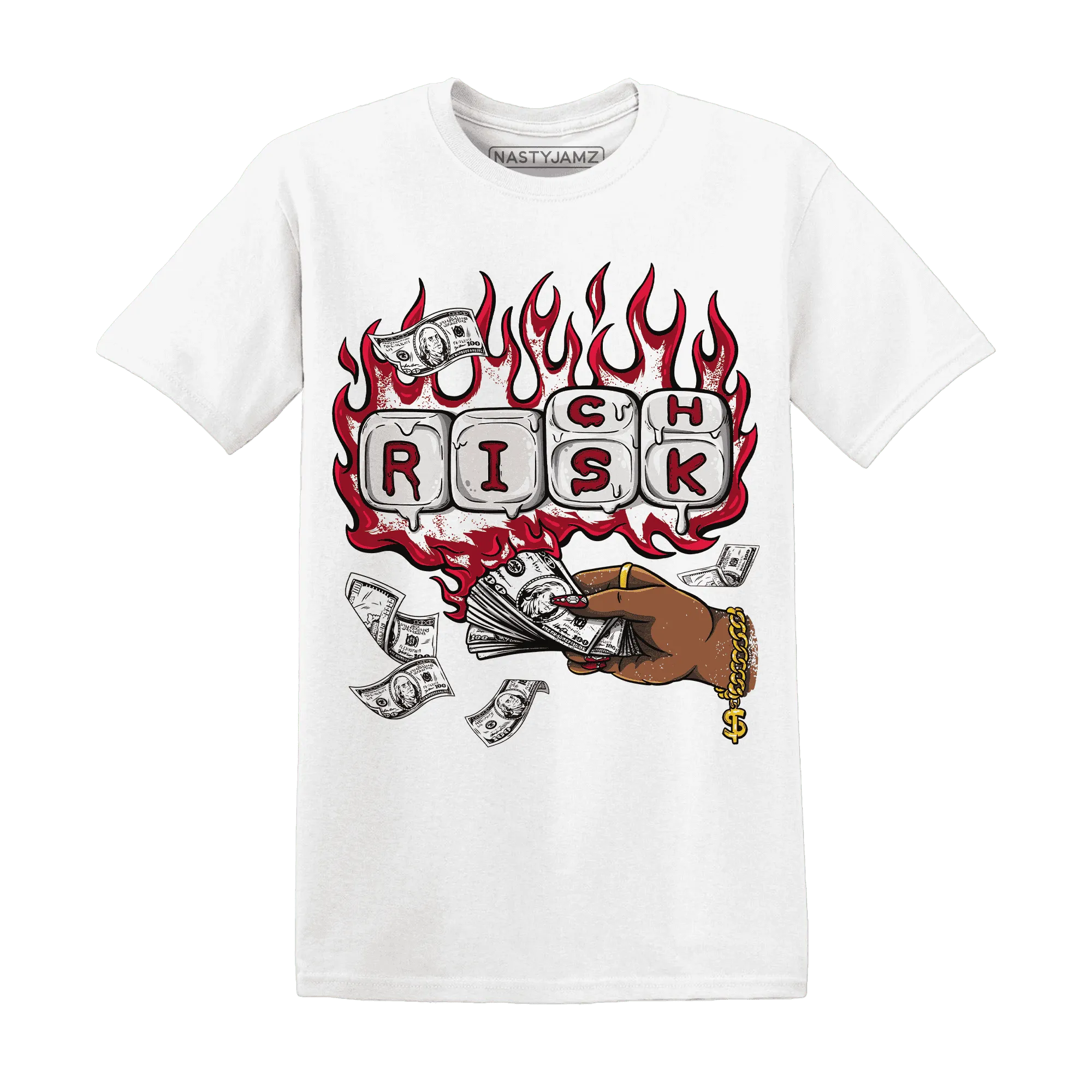 Retro-Red-Taxi-12s-T-Shirt-Match-Rich-Or-Risk