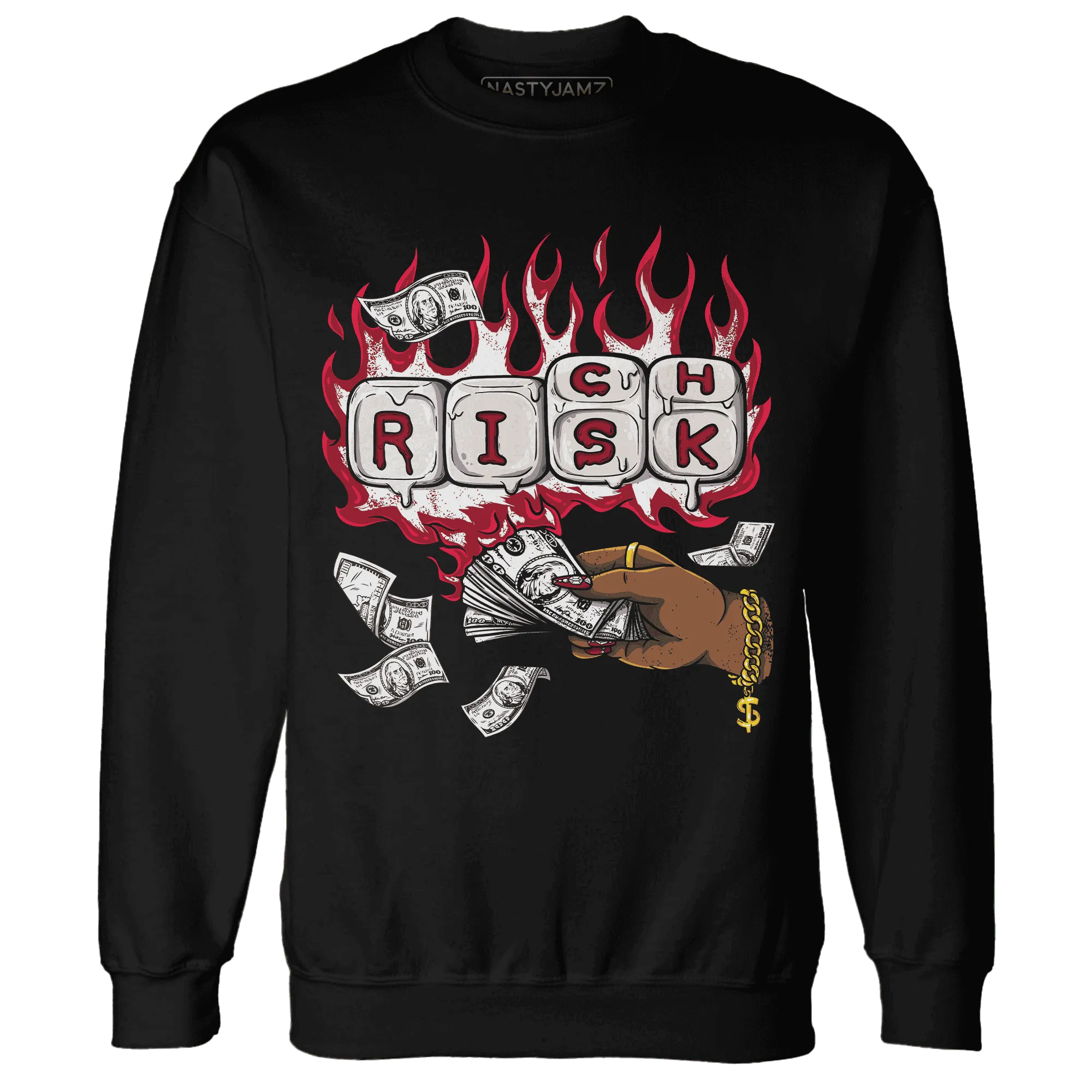 Retro-Red-Taxi-12s-Sweatshirt-Match-Rich-Or-Risk