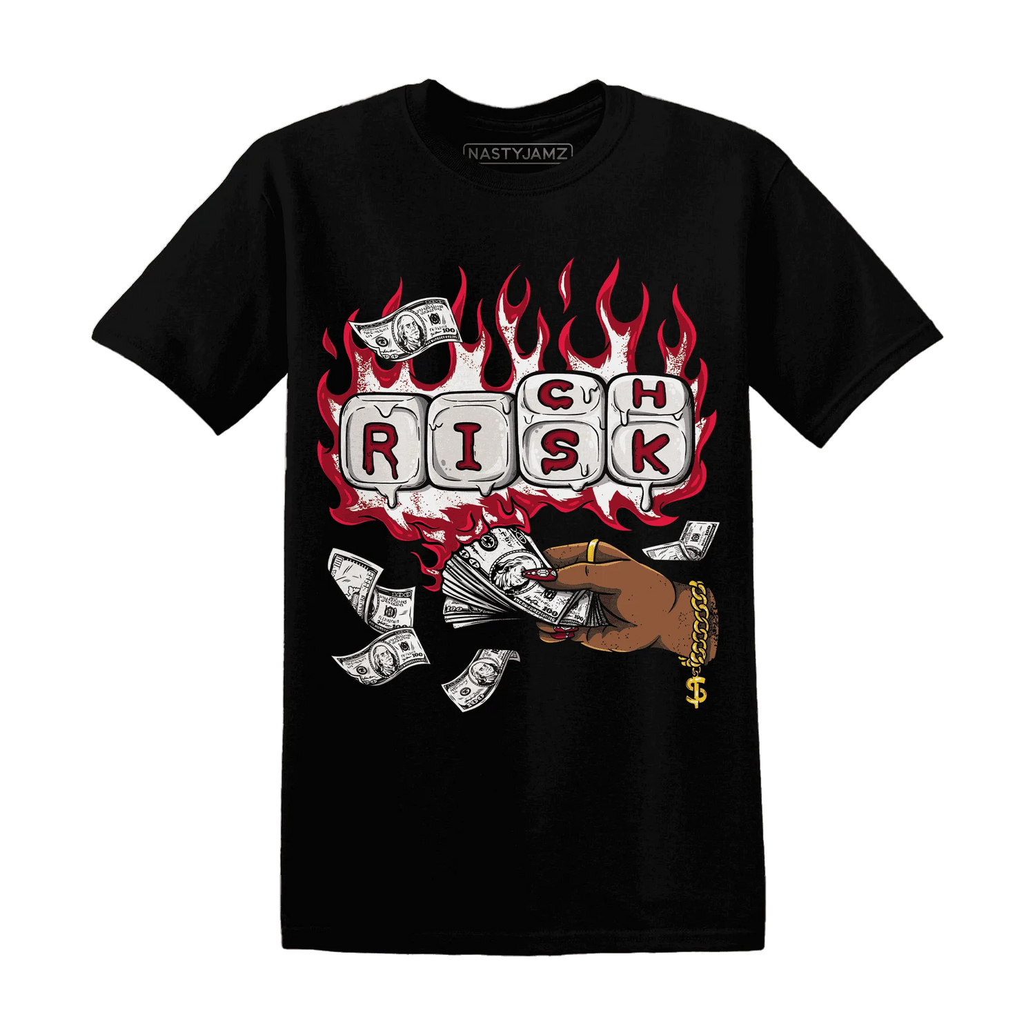 Retro-Red-Taxi-12s-T-Shirt-Match-Rich-Or-Risk