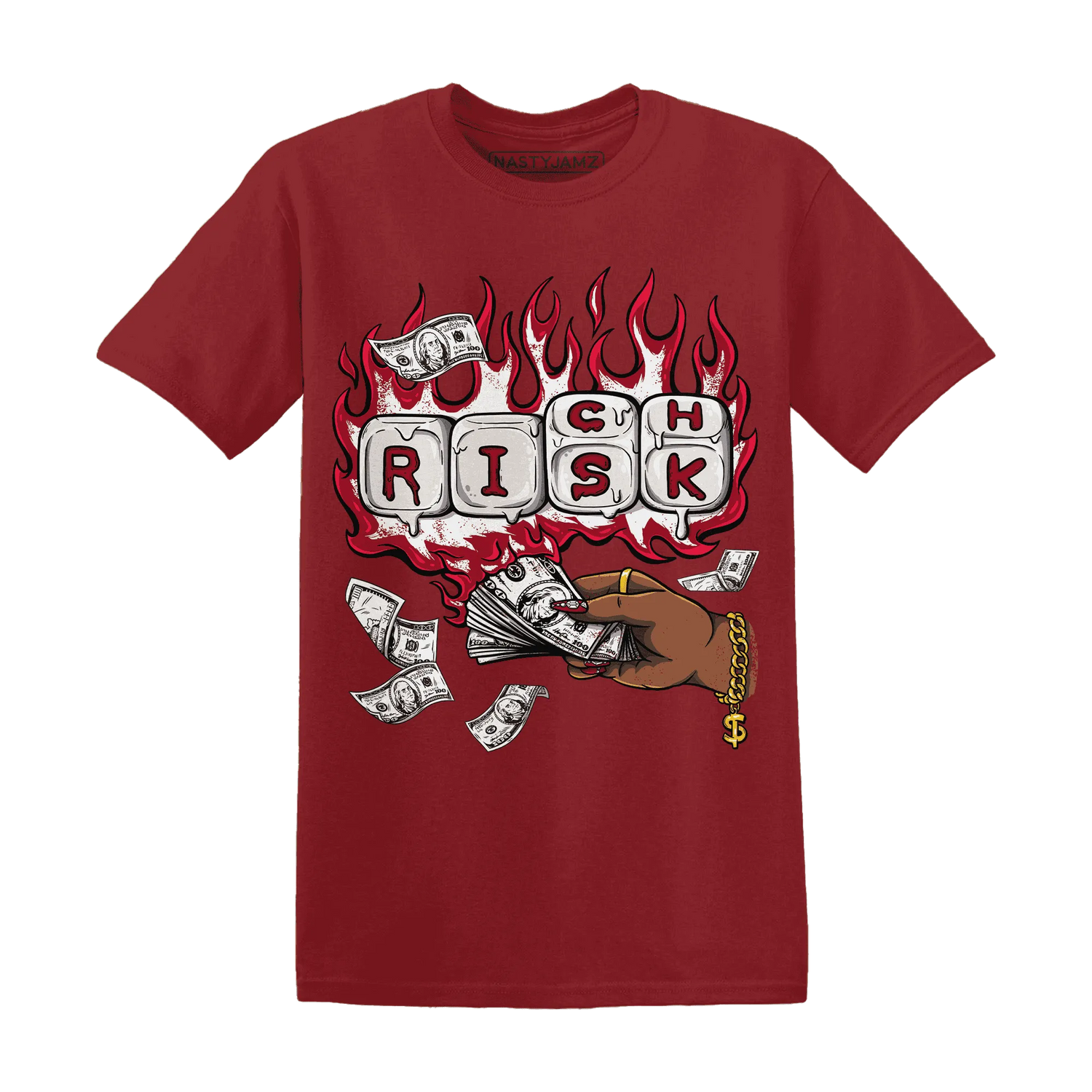 Retro-Red-Taxi-12s-T-Shirt-Match-Rich-Or-Risk