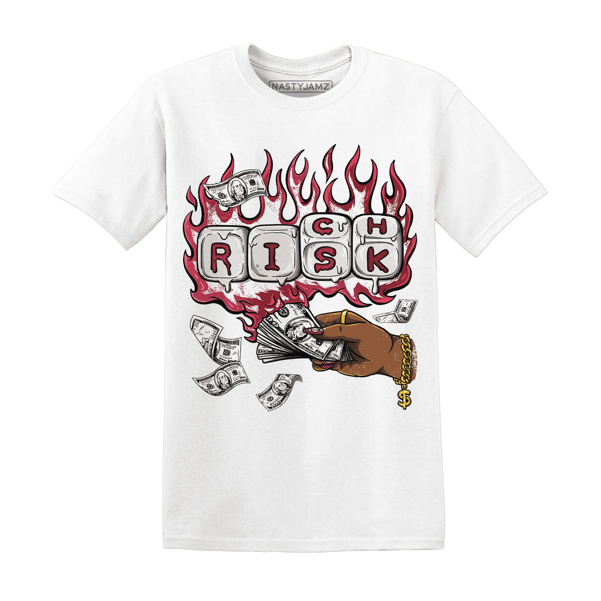 High-87-Metallic-Burgundy-1s-T-Shirt-Match-Rich-Or-Risk