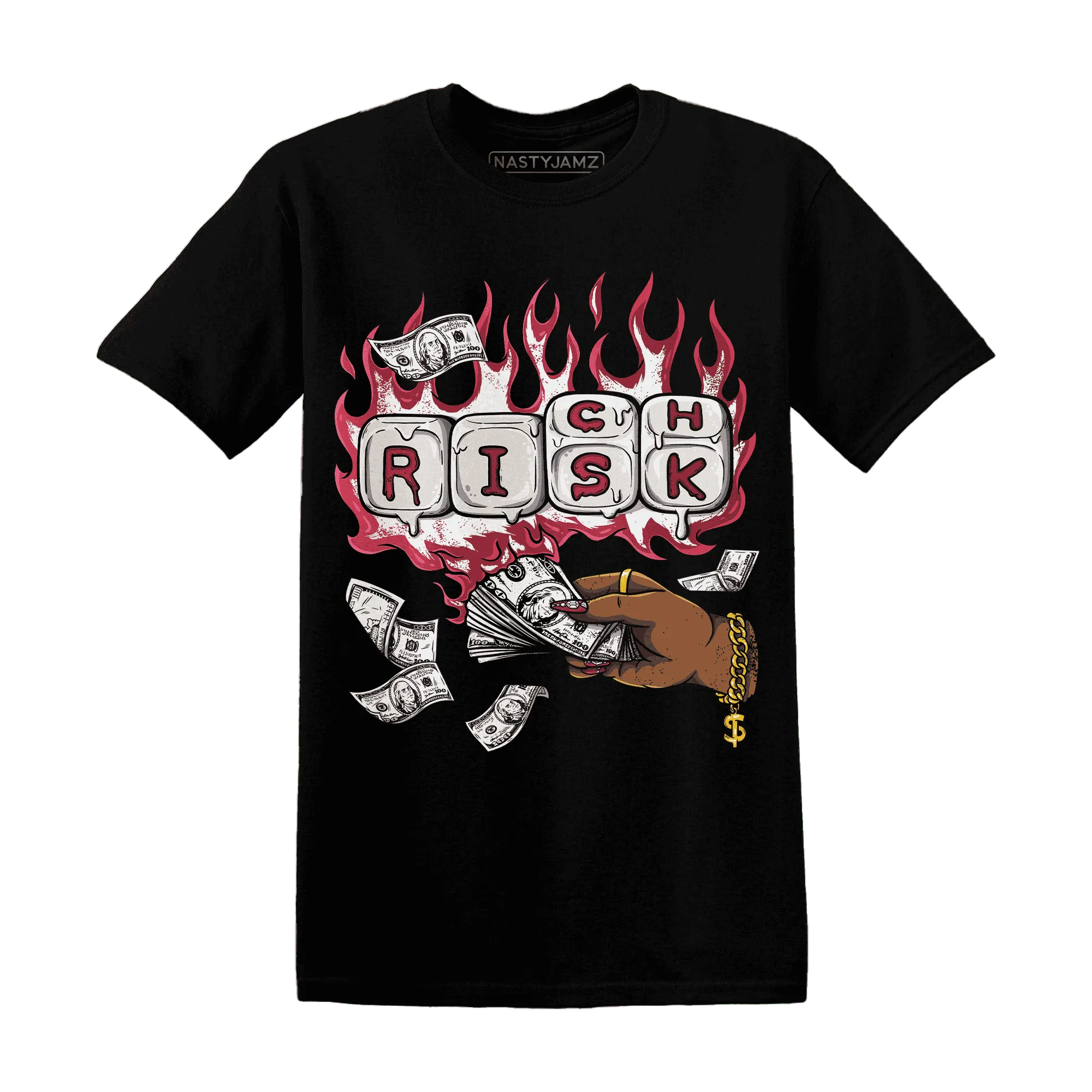 High-87-Metallic-Burgundy-1s-T-Shirt-Match-Rich-Or-Risk