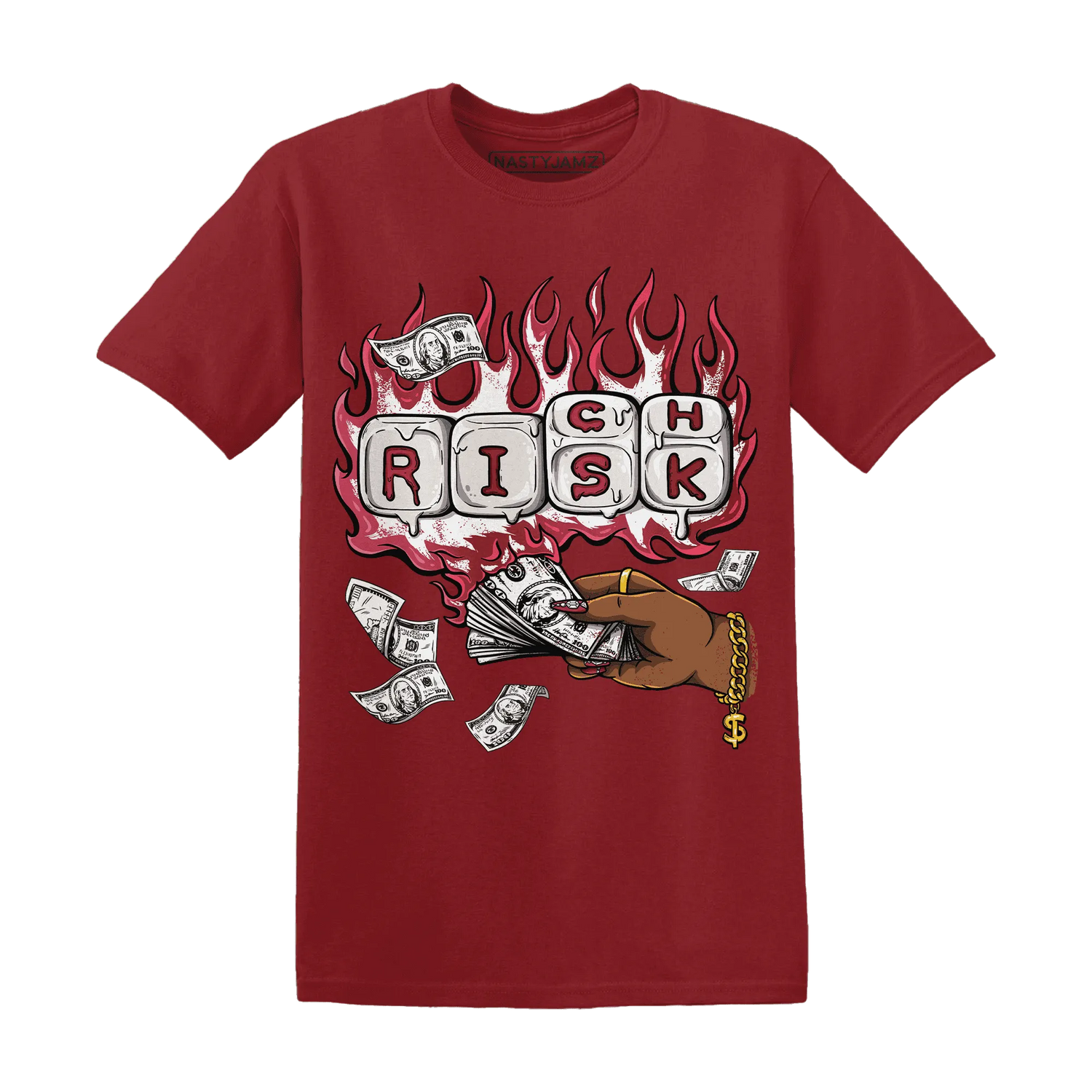 High-87-Metallic-Burgundy-1s-T-Shirt-Match-Rich-Or-Risk