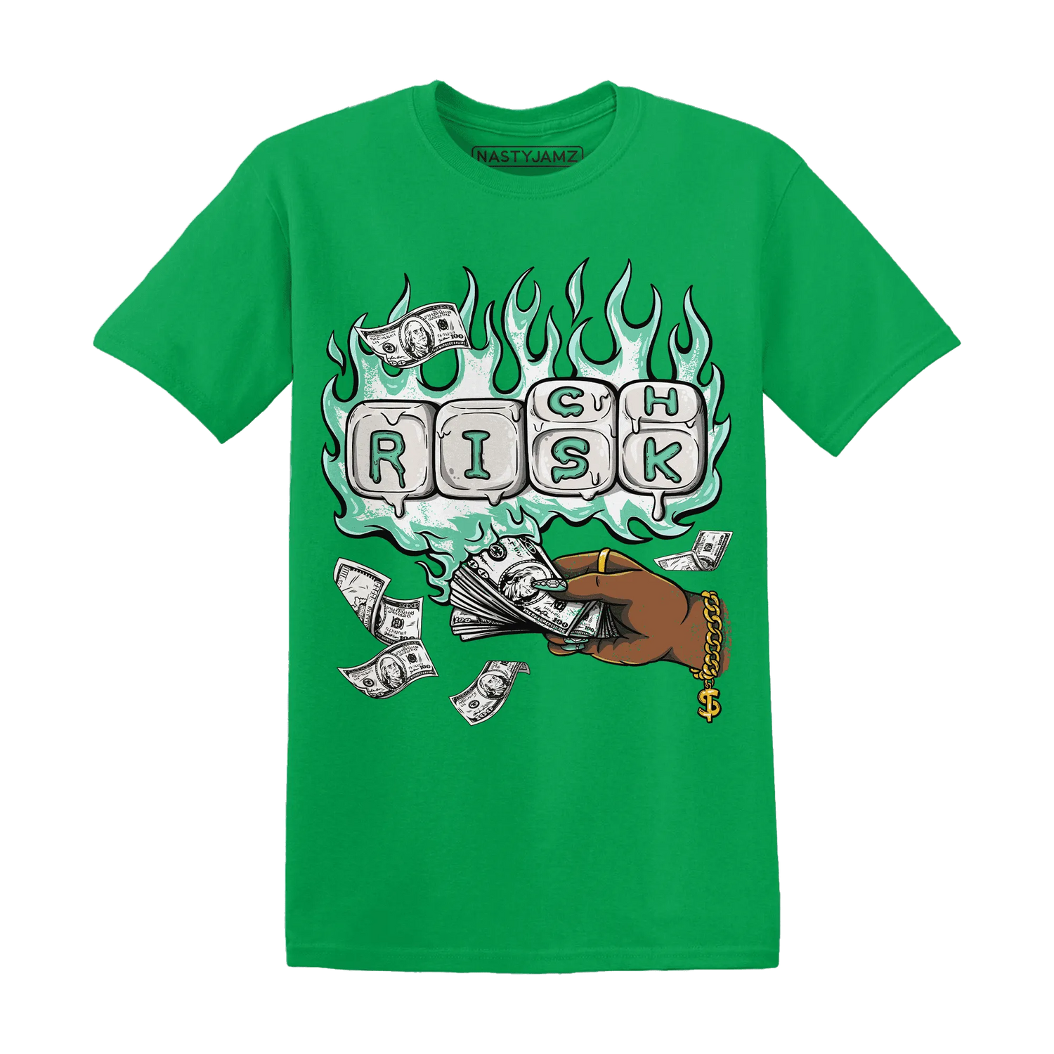 High-OG-Green-Glow-1s-T-Shirt-Match-Rich-Or-Risk