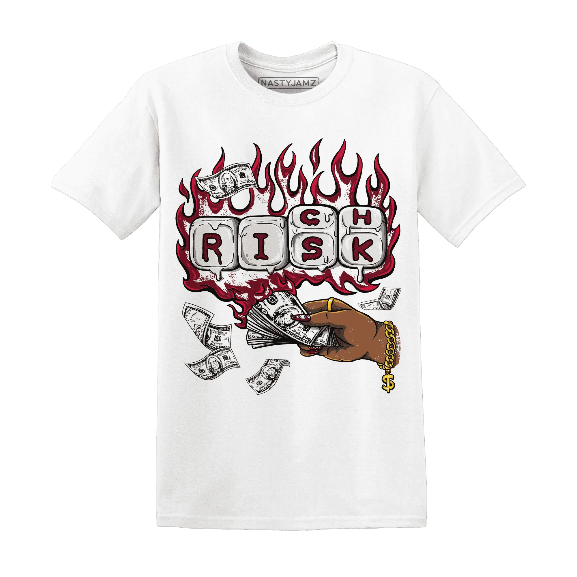 High-White-Team-Red-1s-T-Shirt-Match-Rich-Or-Risk