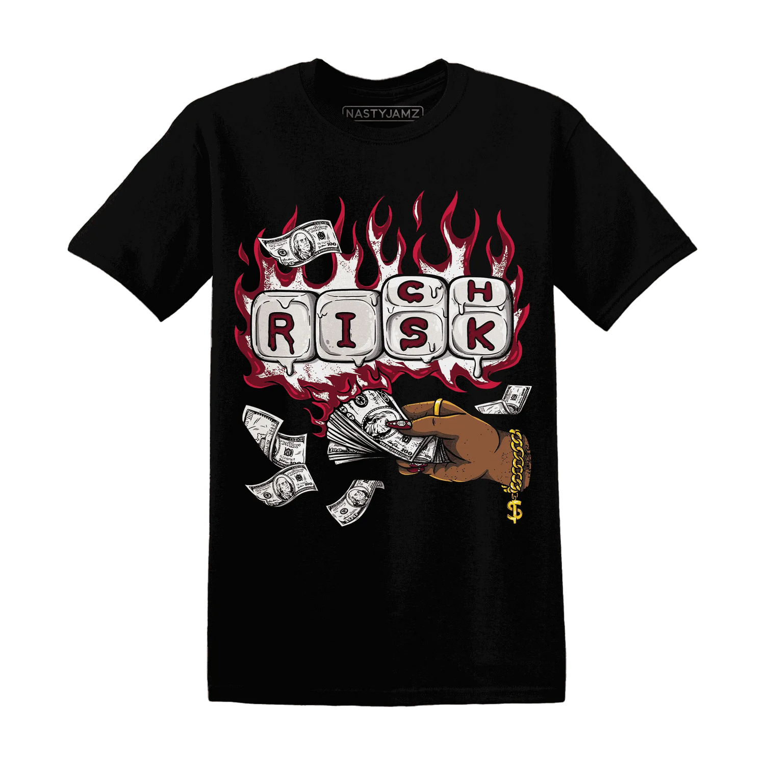 High-White-Team-Red-1s-T-Shirt-Match-Rich-Or-Risk