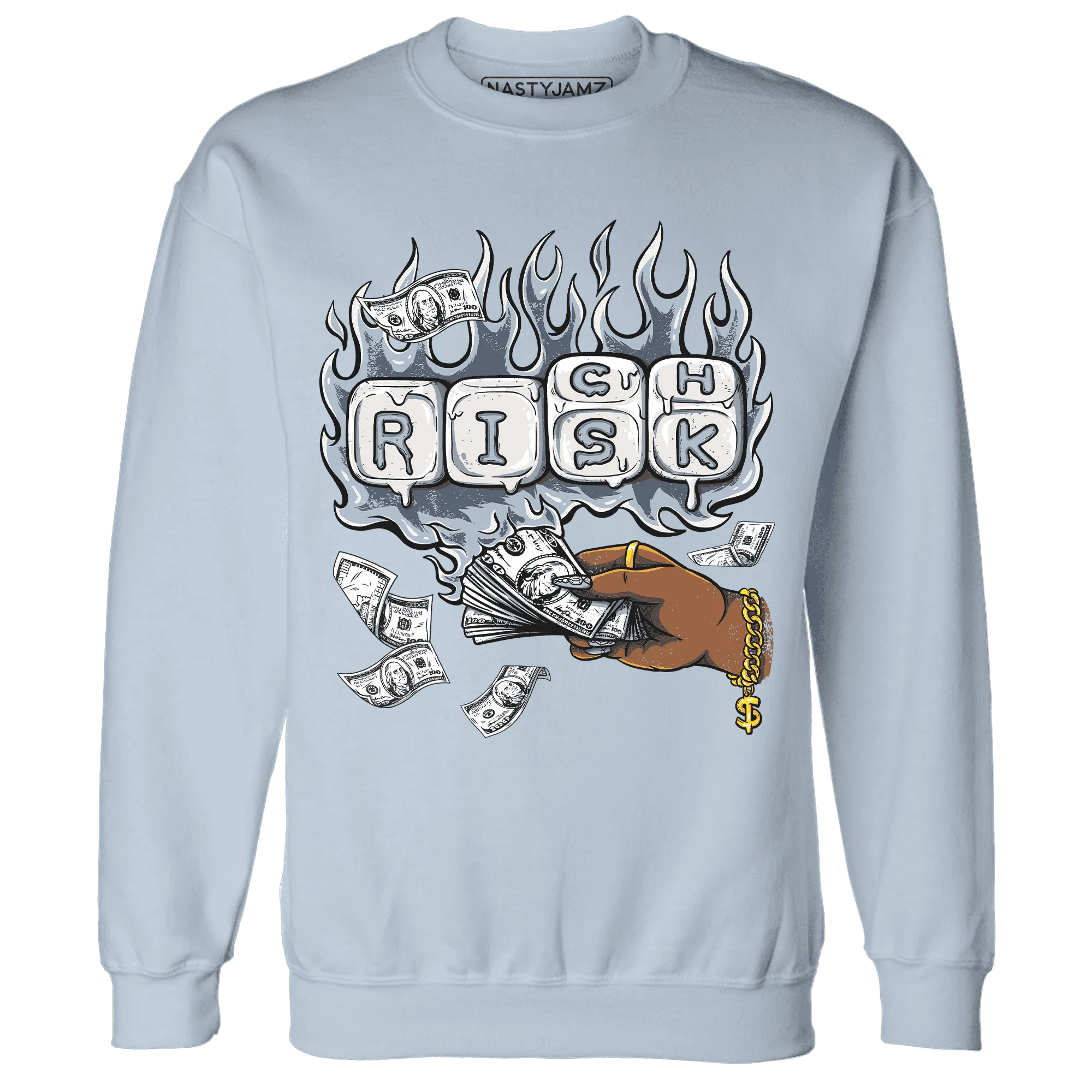 Mid-Diffused-Blue-Grey-1s-Sweatshirt-Match-Rich-Or-Risk