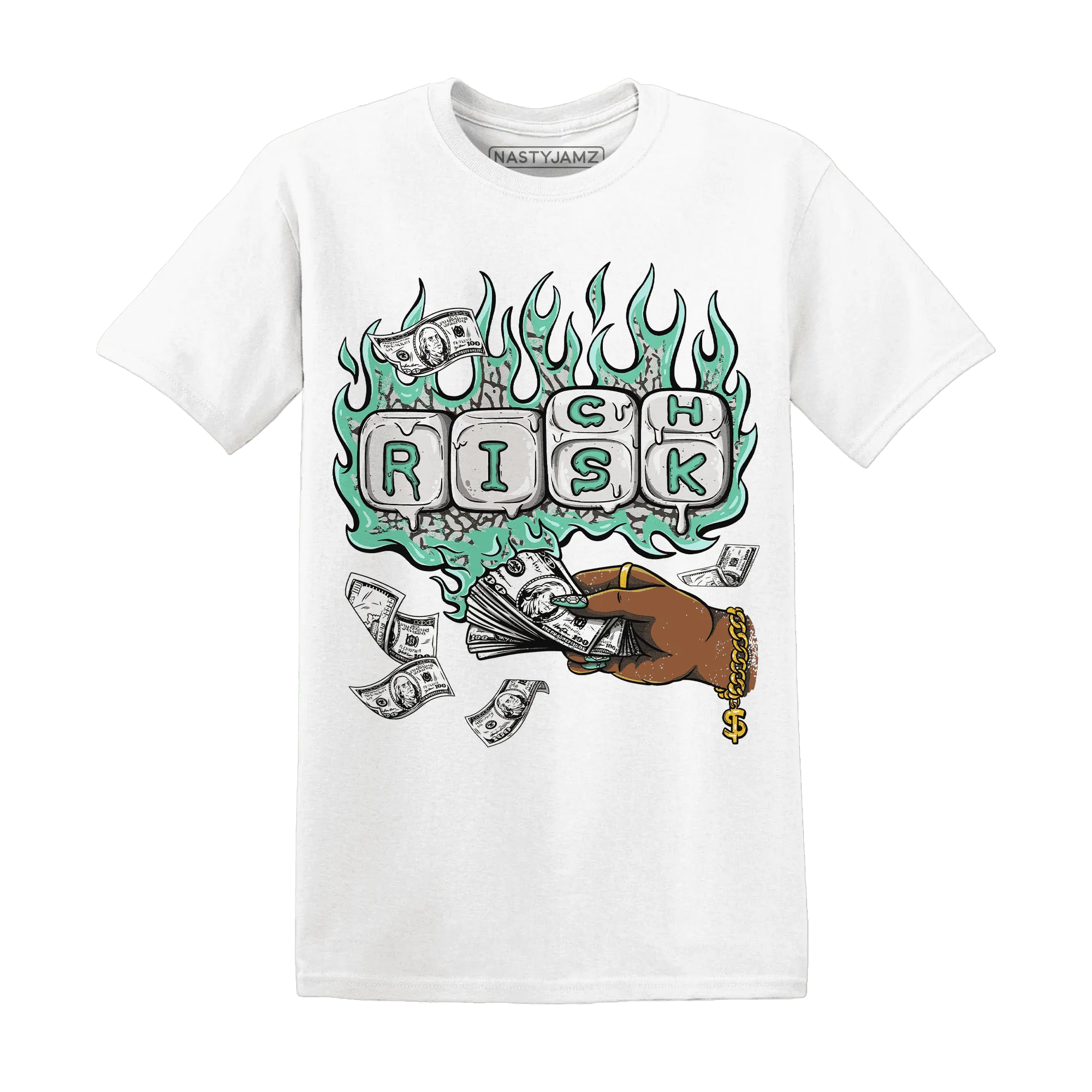 Green-Glow-3s-T-Shirt-Match-Rich-Or-Risk