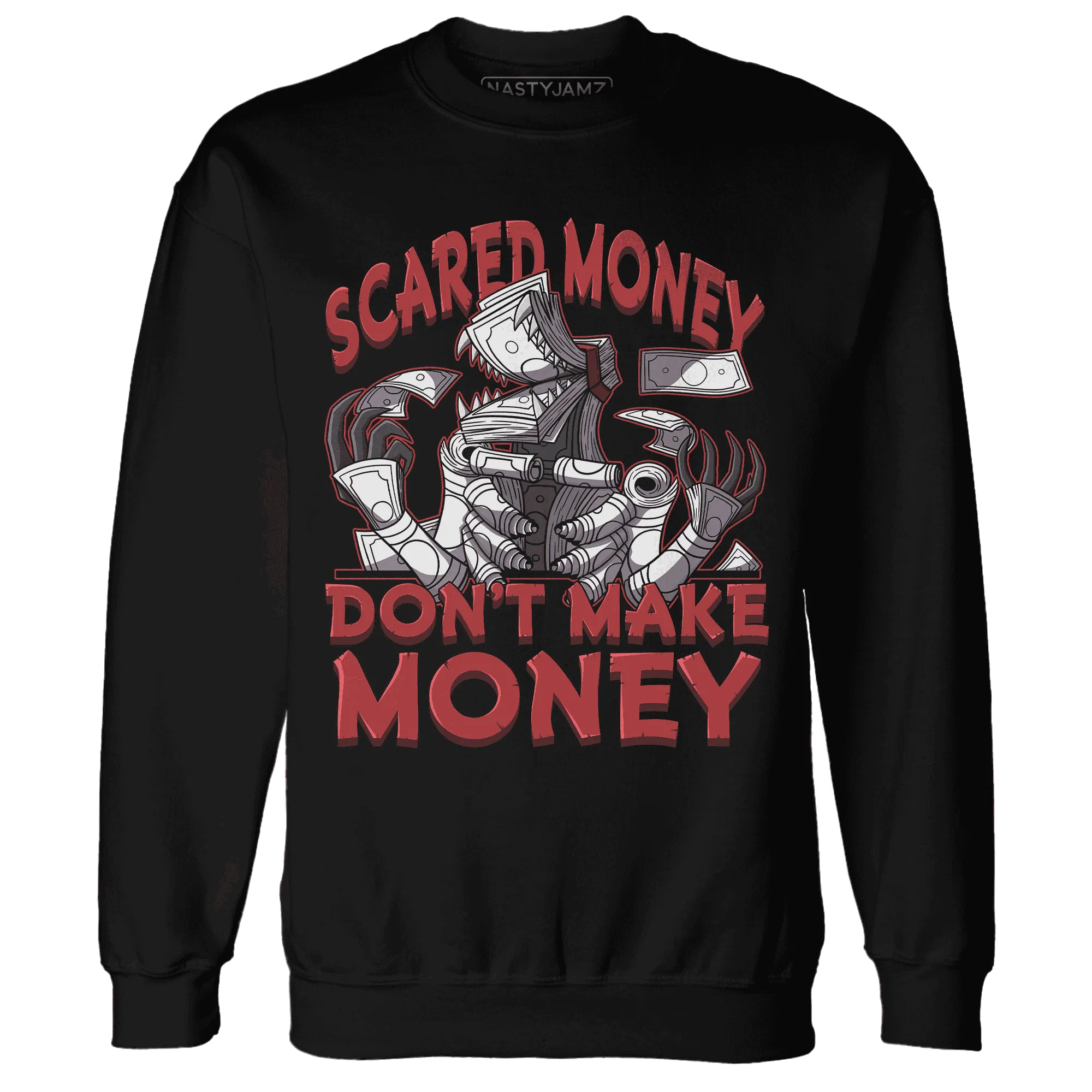 Black-Toe-Reimagined-Red-White-1s-NastyJamz-Sweatshirt-Match-Scared-Money