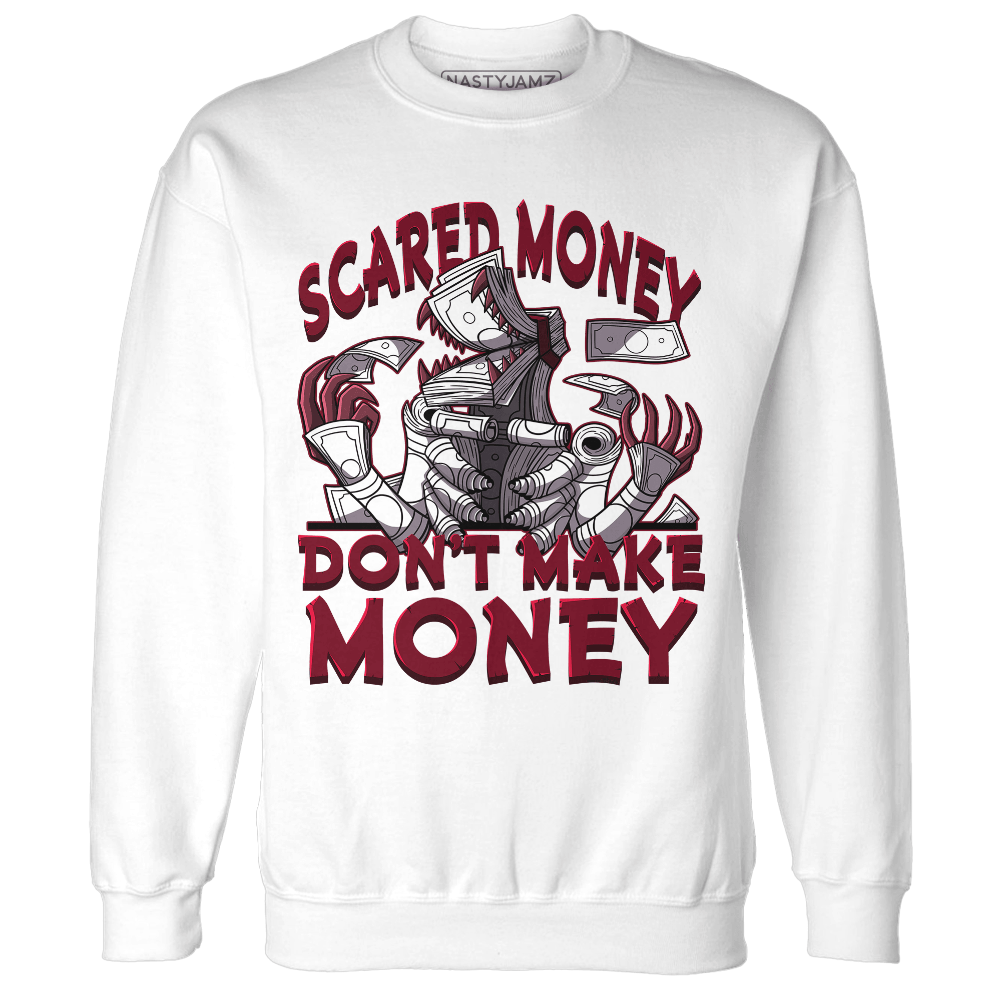 High White Team Red 1s Sweatshirt Match Scared Money - NastyJamz