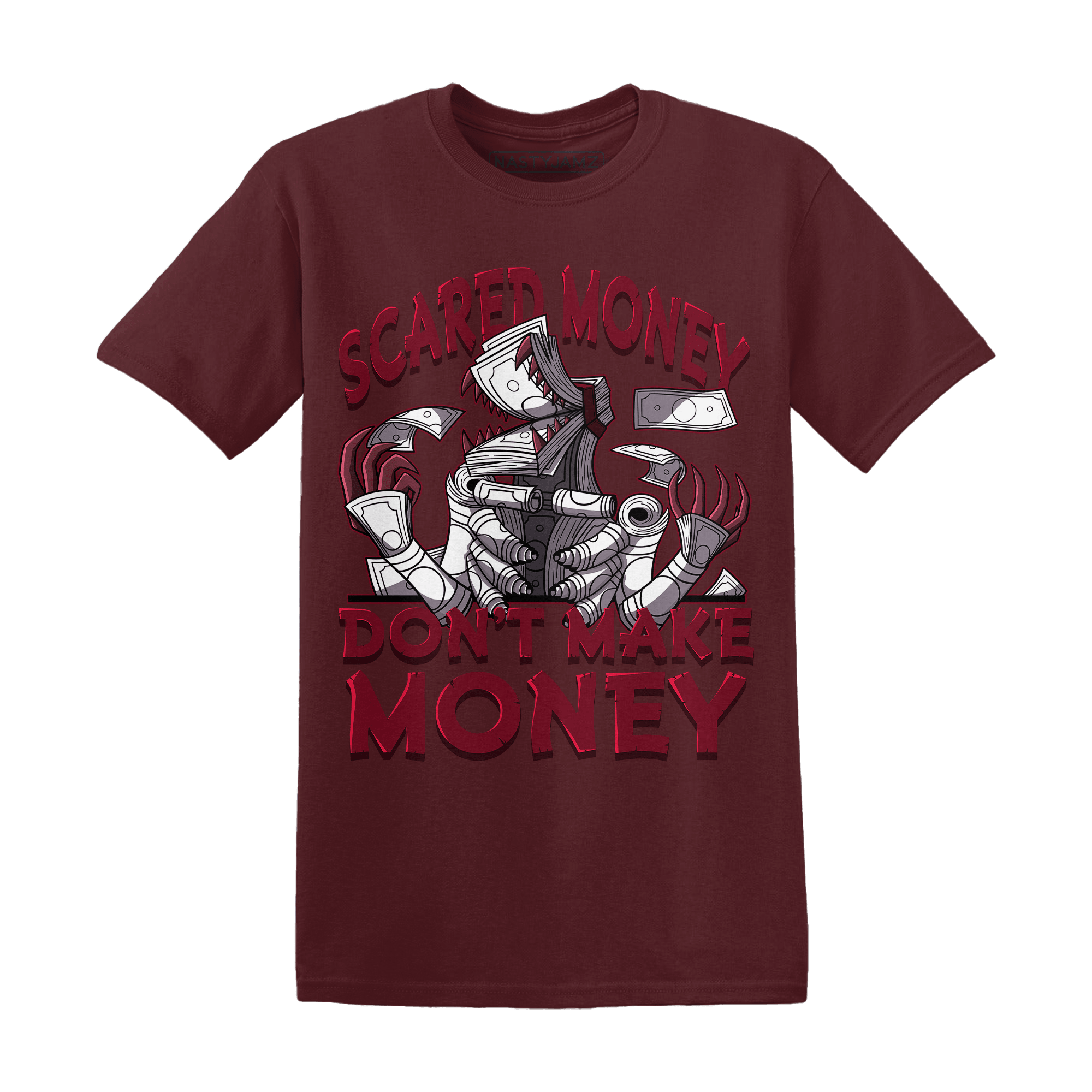 High White Team Red 1s T Shirt Scared Money - NastyJamz