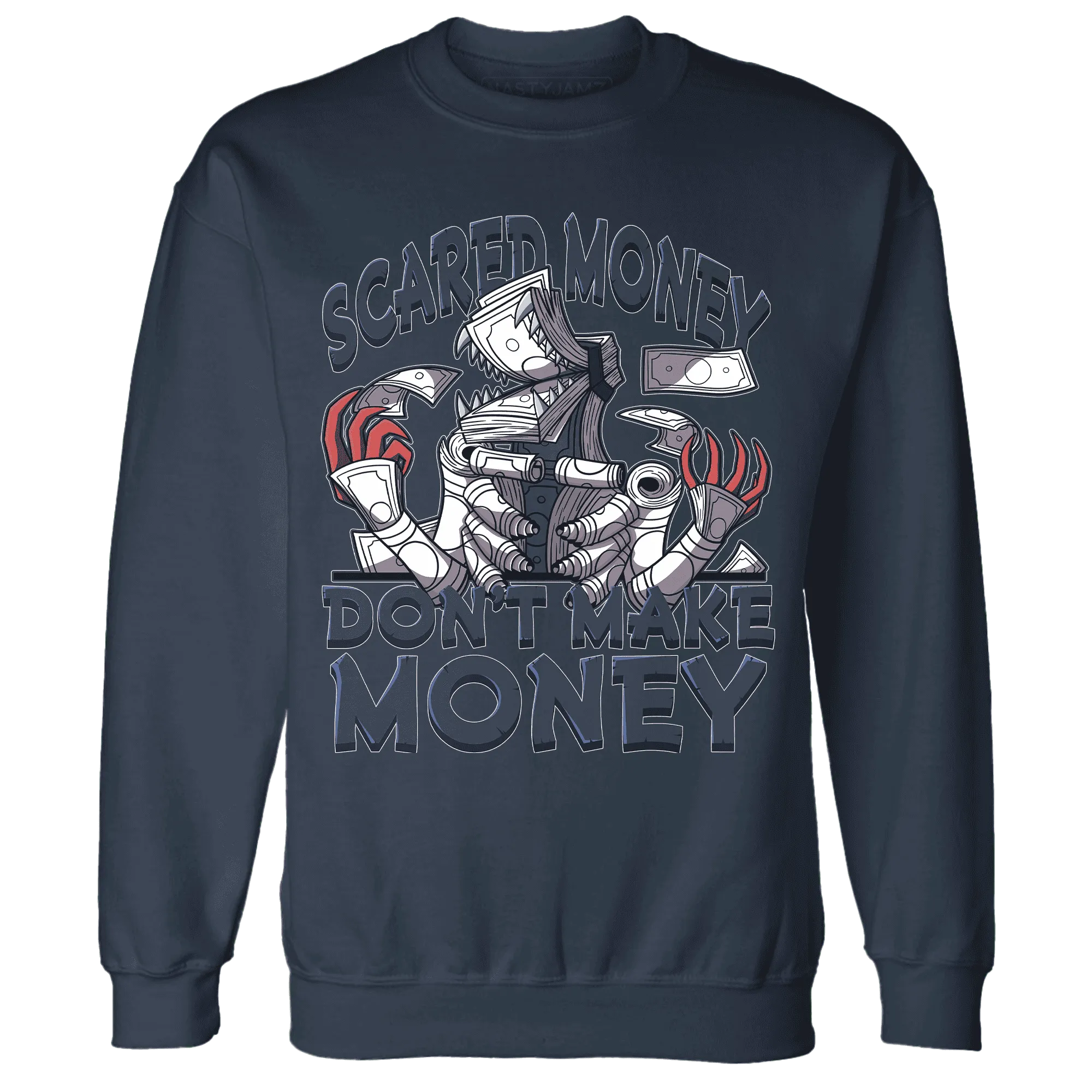 White-Navy-6s-Sweatshirt-Match-Scared-Money