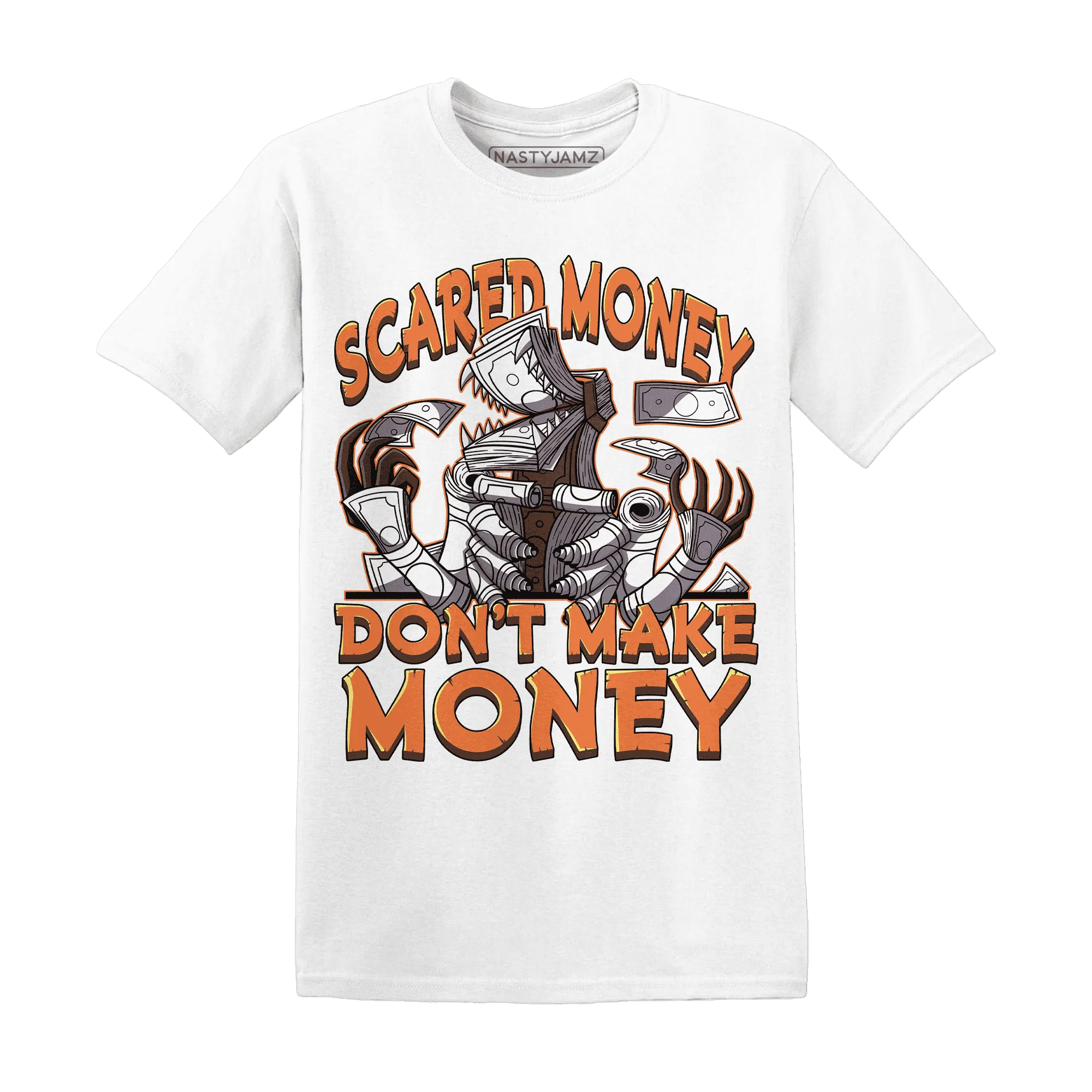 NastyJamz-AM-TW-White-Orange-T-Shirt-Match-Scared-Money