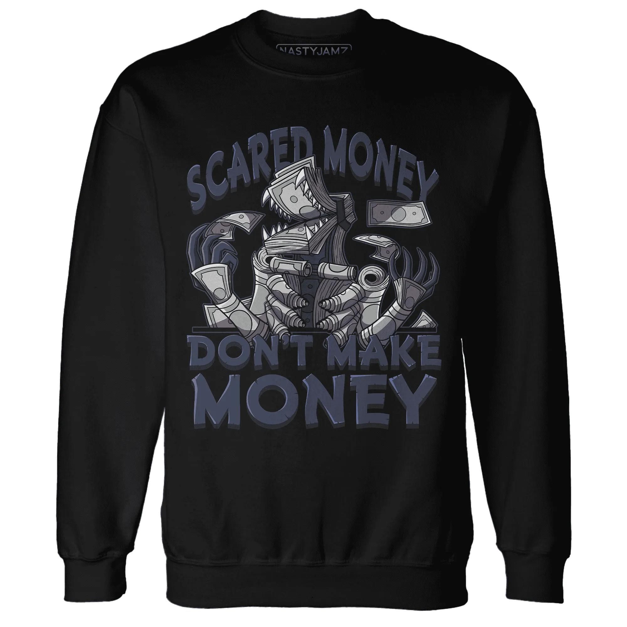 VaporMax-Plus-Midnight-Navy-White-Metallic-Silver-NastyJamz-Sweatshirt-Match-Scared-Money