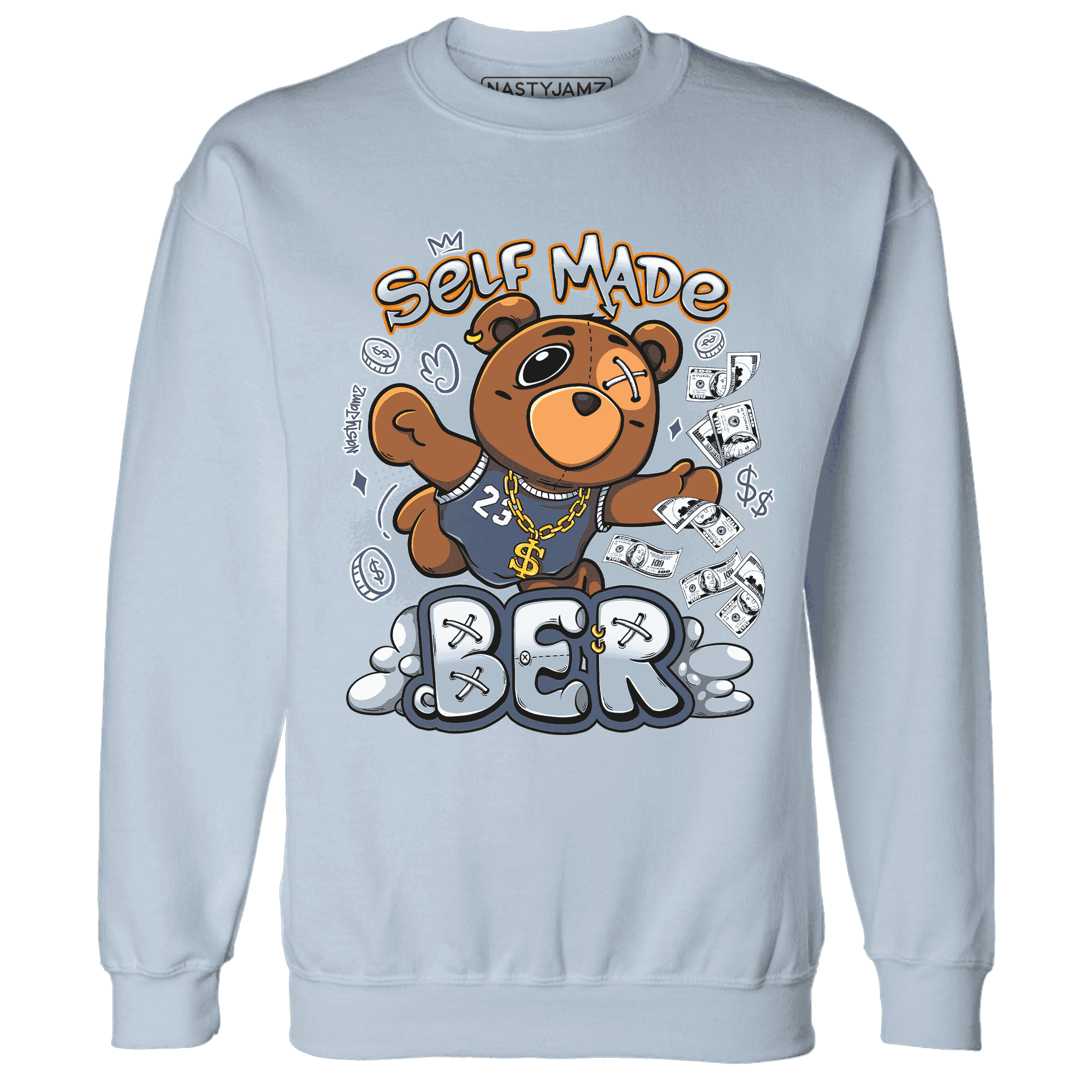 Mid Diffused Blue Grey 1s Sweatshirt Match Self Made BER - NastyJamz