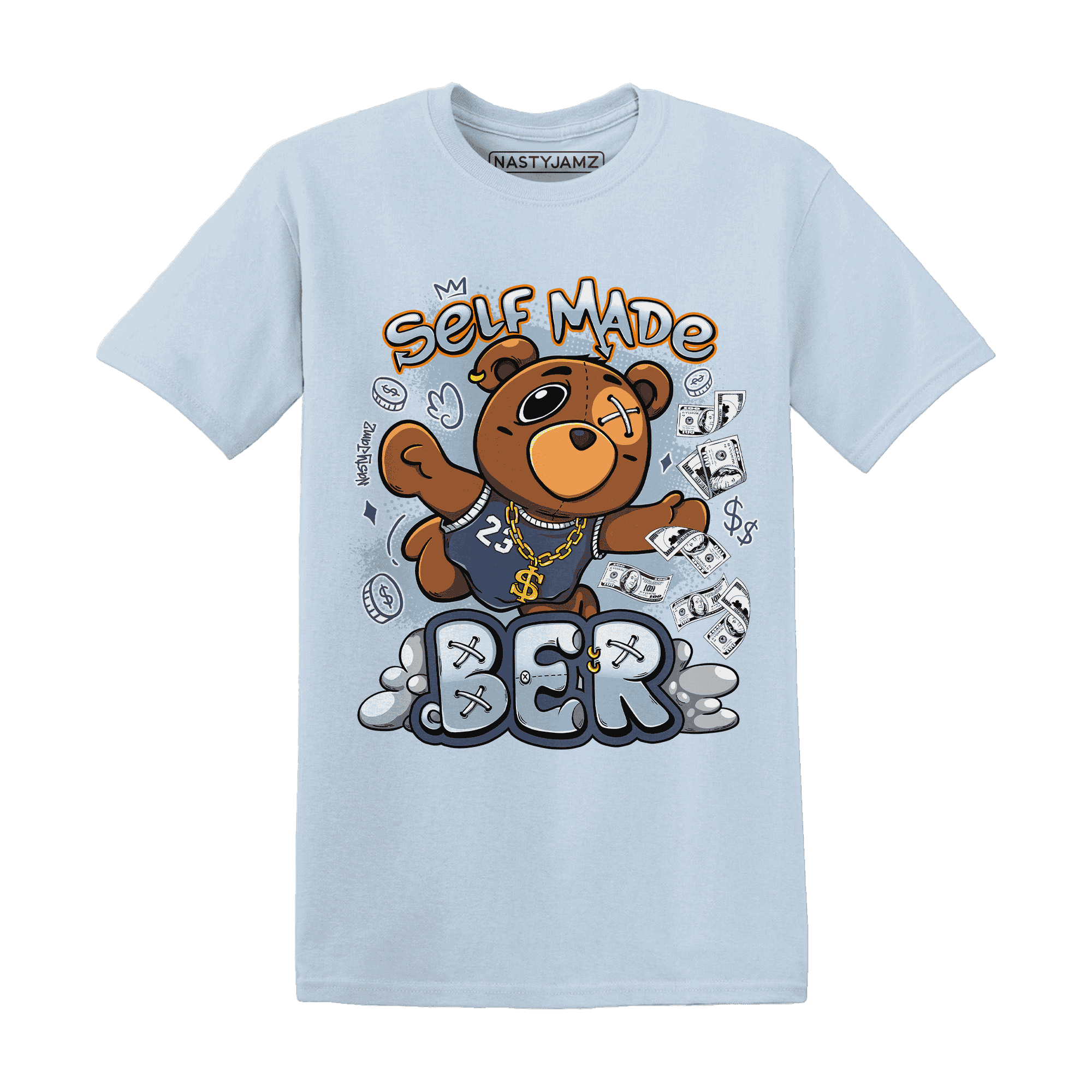 Mid Diffused Blue Grey 1s T Shirt Match Self Made BER - NastyJamz