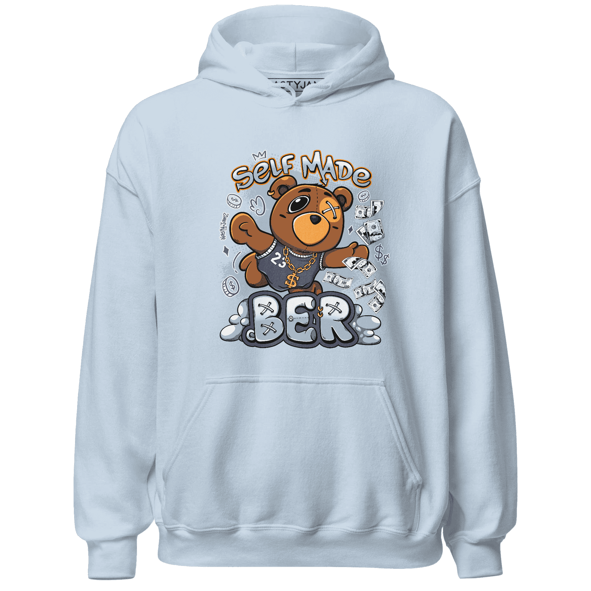 Mid Diffused Blue Grey 1s Hoodie Match Self Made BER - NastyJamz