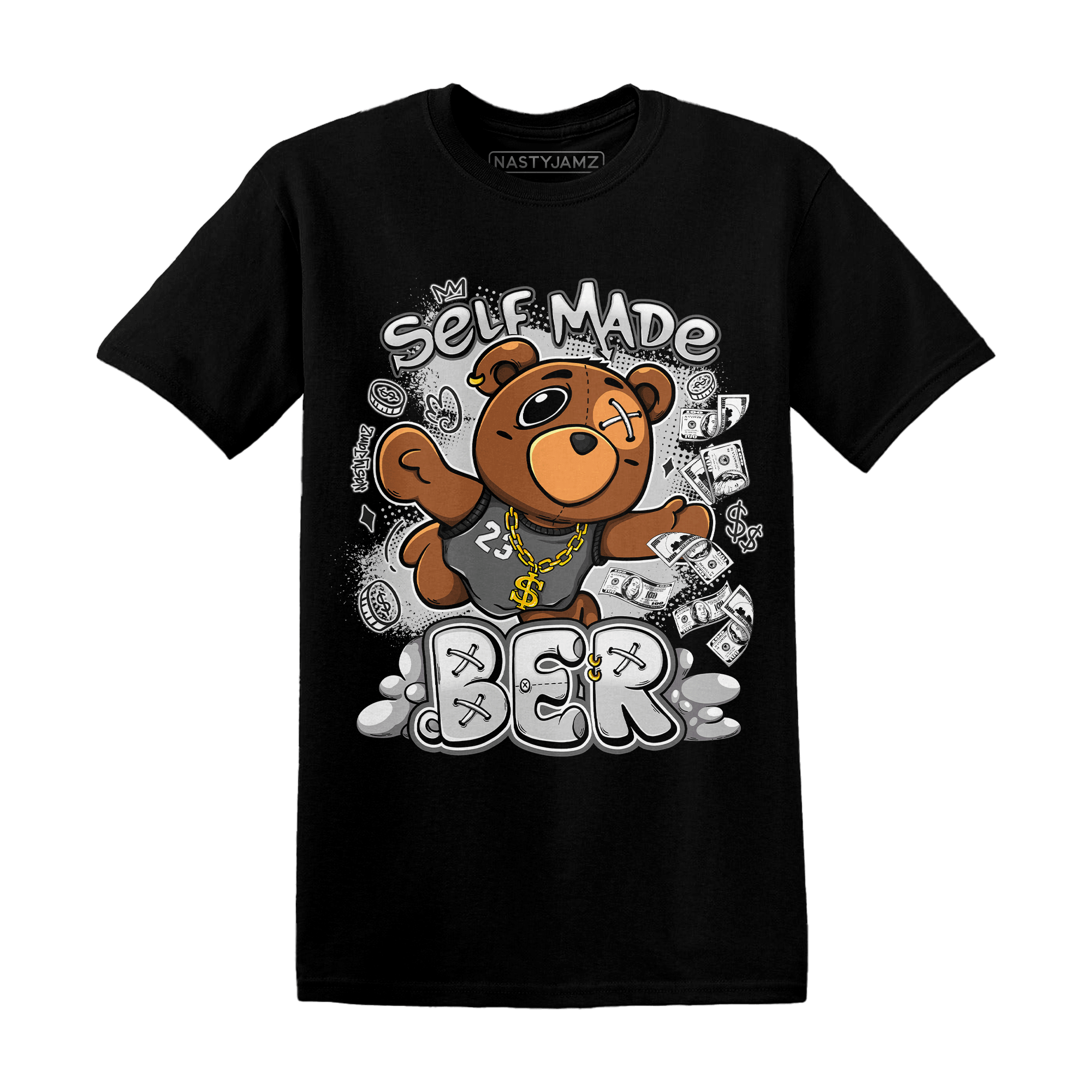 Retro High OG Black White 1s T Shirt Match Self Made BER - NastyJamz