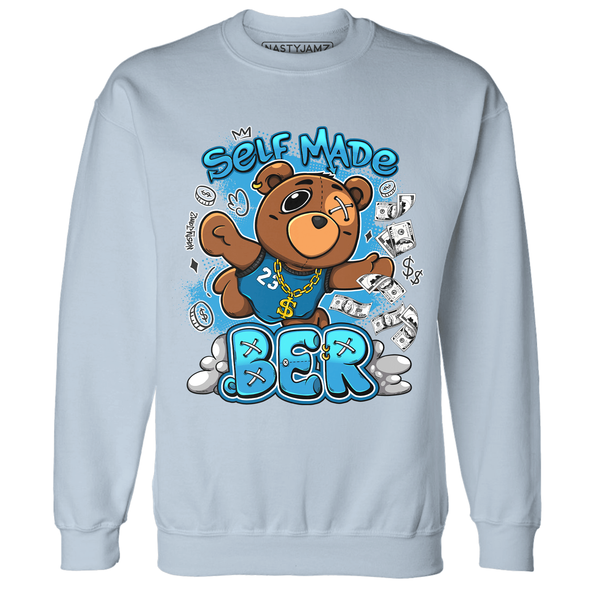 Powder Blue 9s Sweatshirt Match Self Made BER - NastyJamz