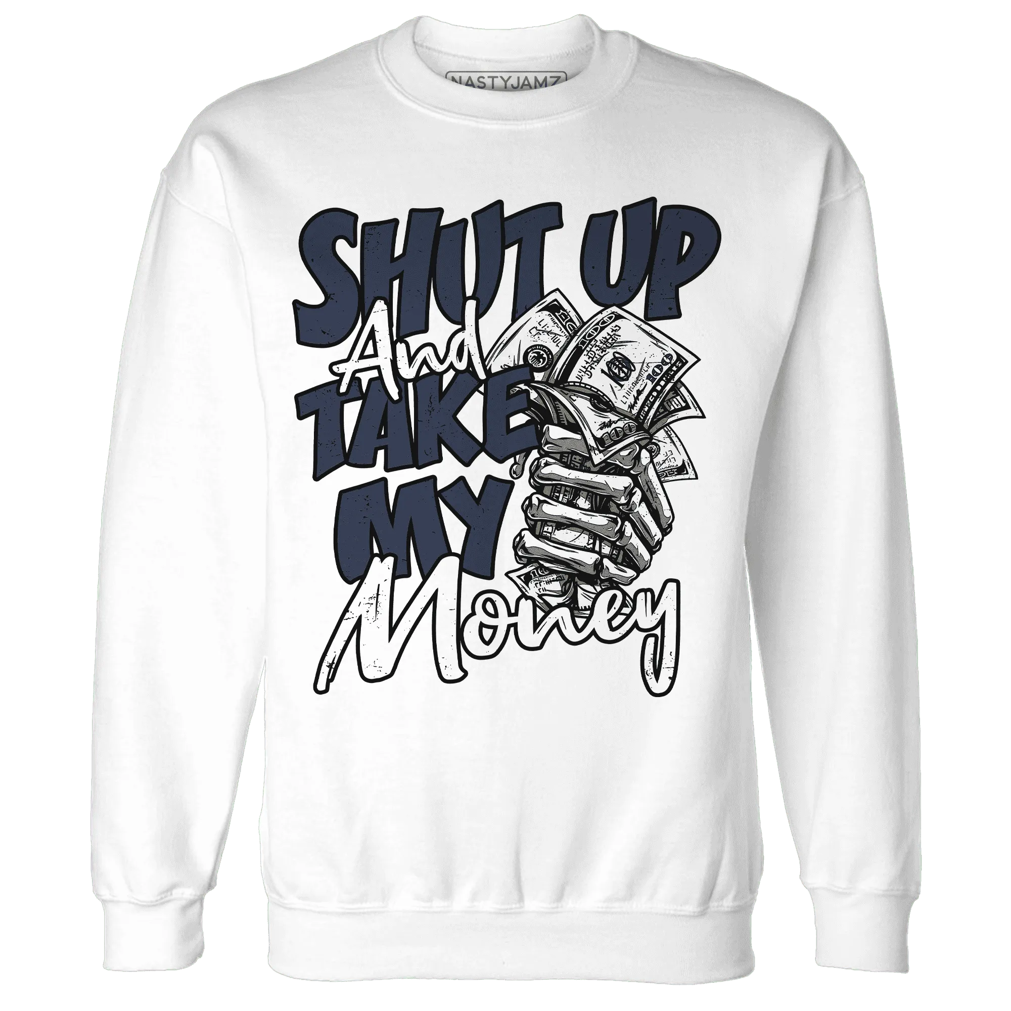 White-Navy-6s-Sweatshirt-Match-Shut-Up