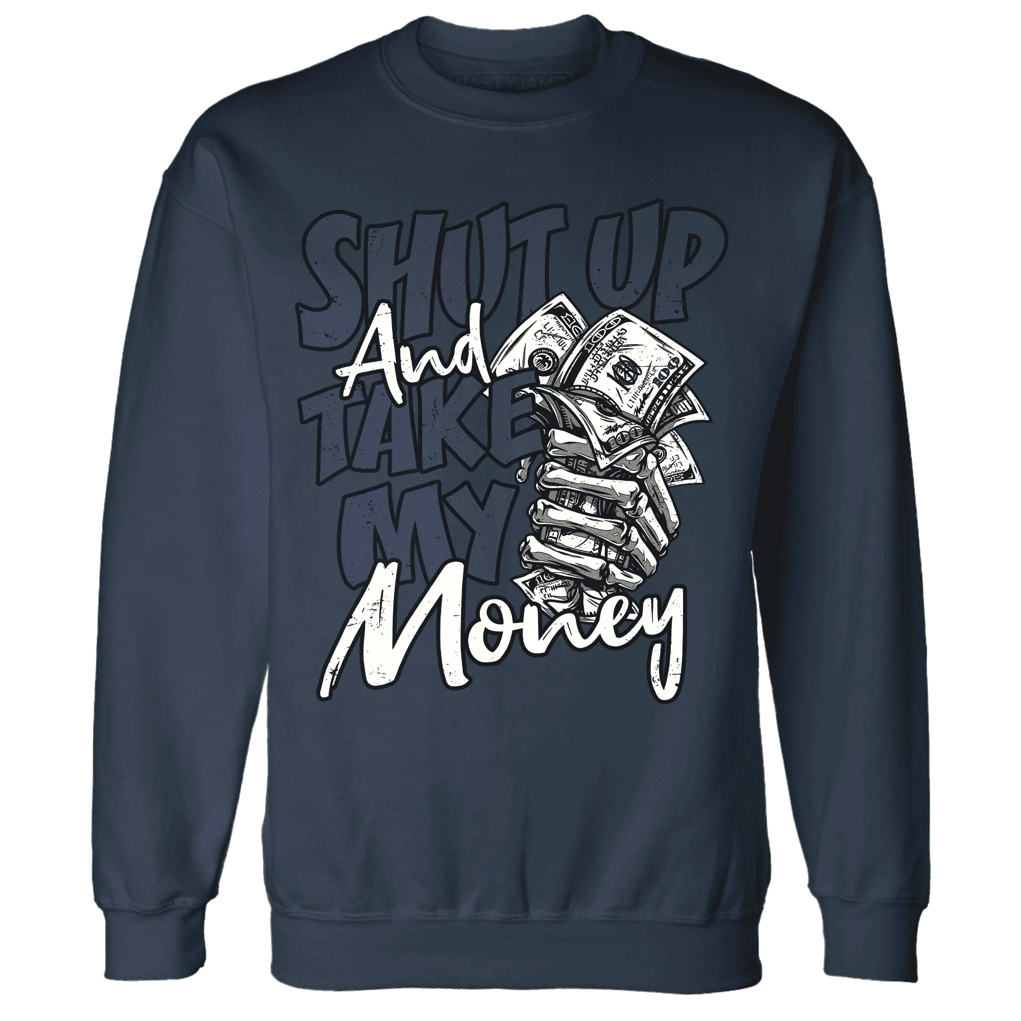 White-Navy-6s-Sweatshirt-Match-Shut-Up