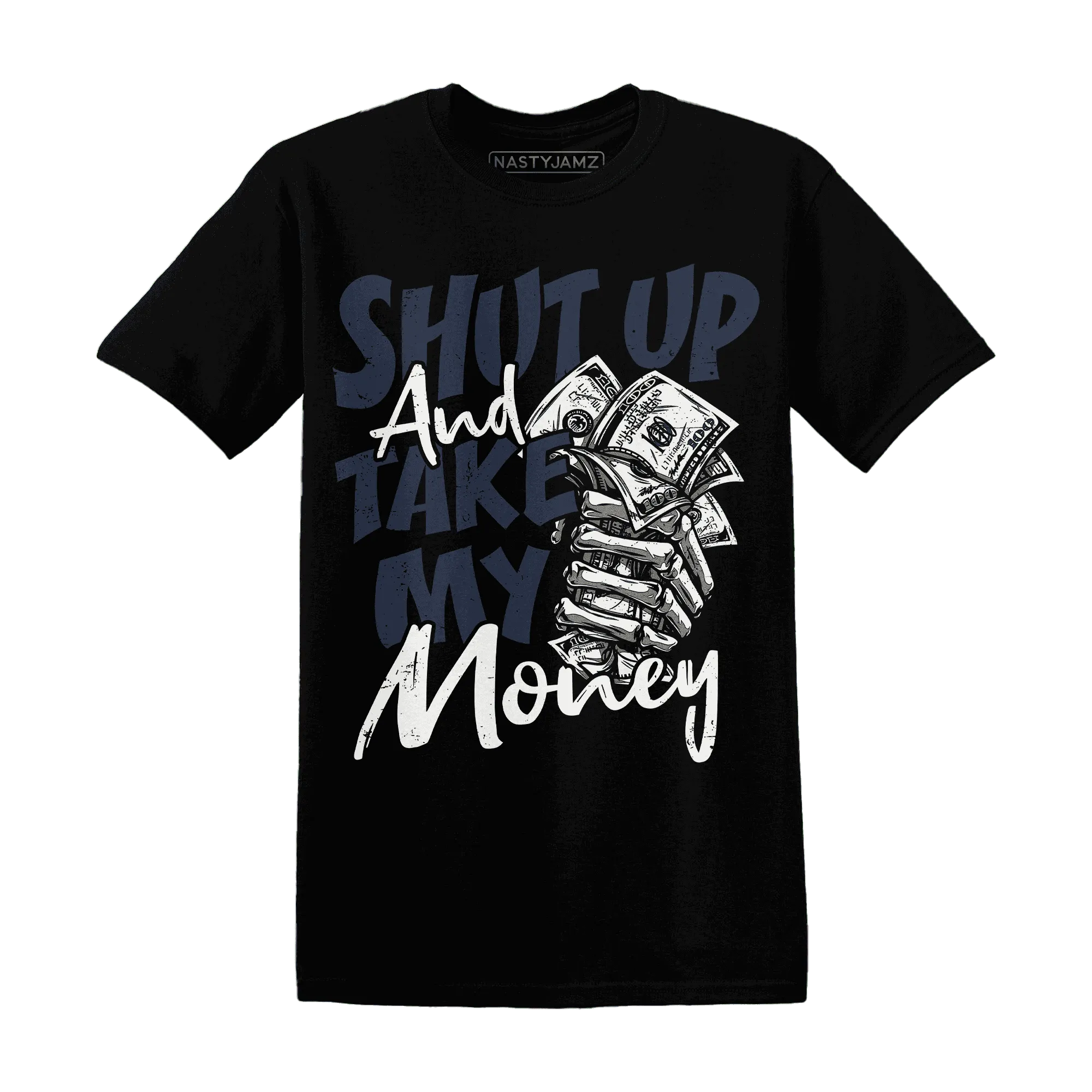 White-Navy-6s-T-Shirt-Match-Shut-Up