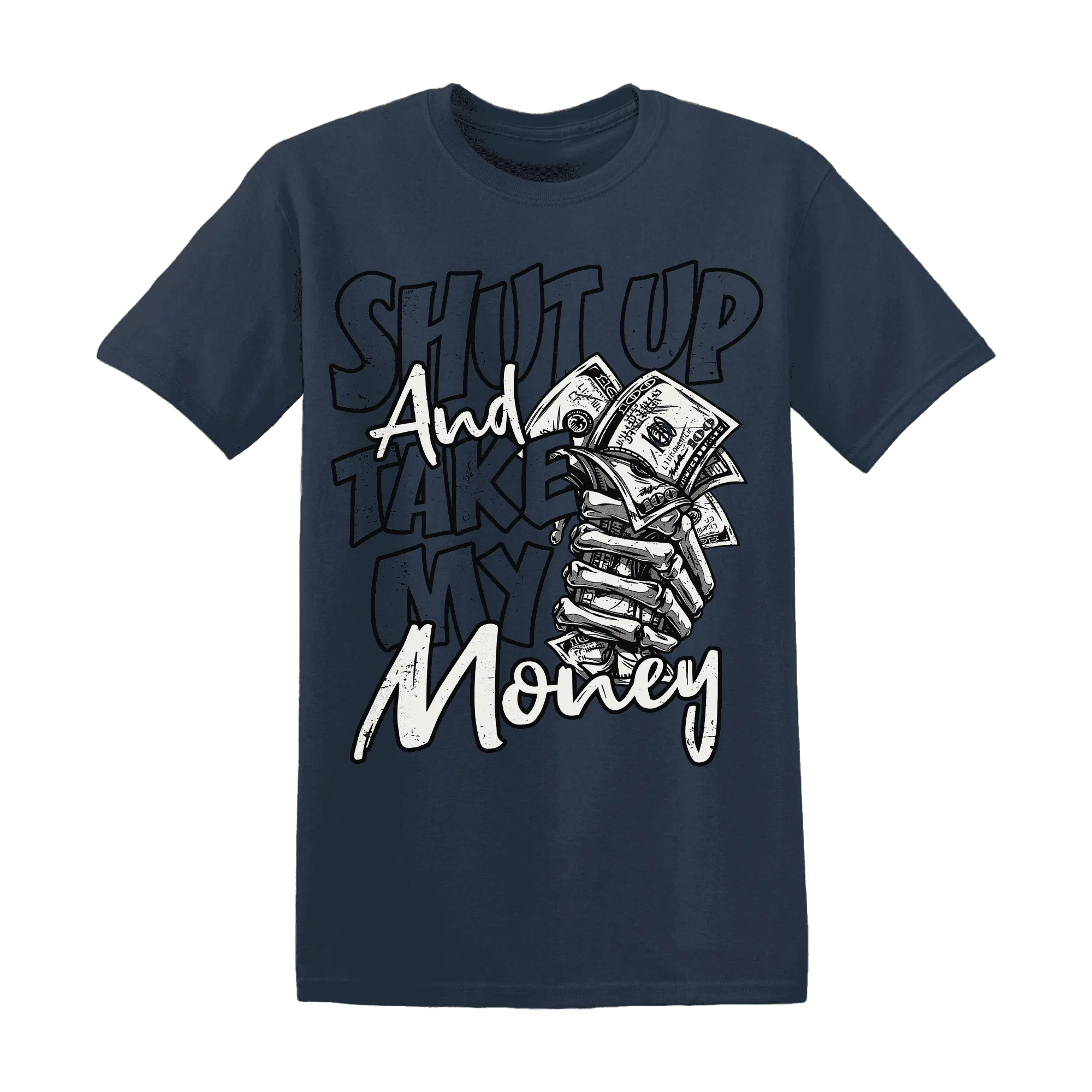 White-Navy-6s-T-Shirt-Match-Shut-Up