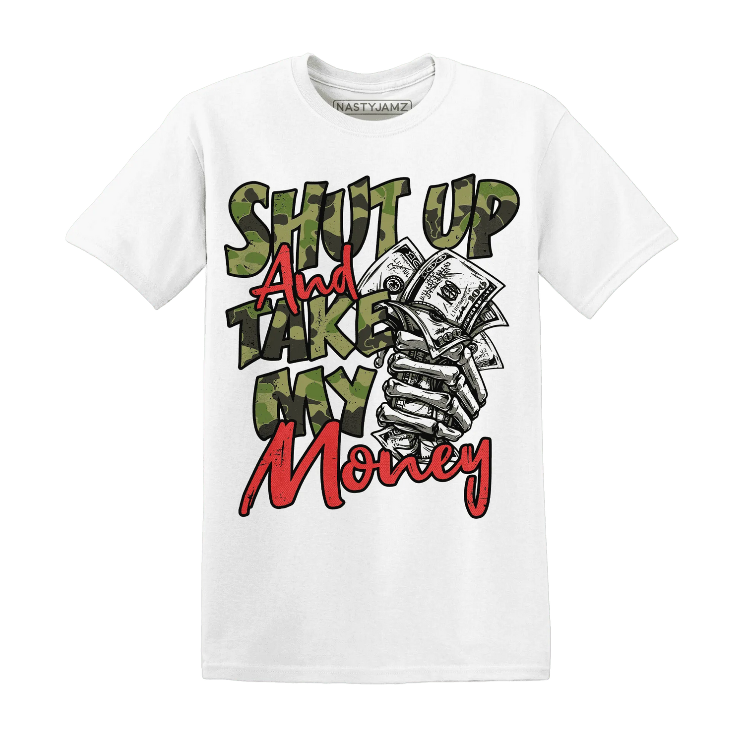 AM-90-Dark-Sage-Solar-Red-NastyJamz-T-Shirt-Match-Shut-Up