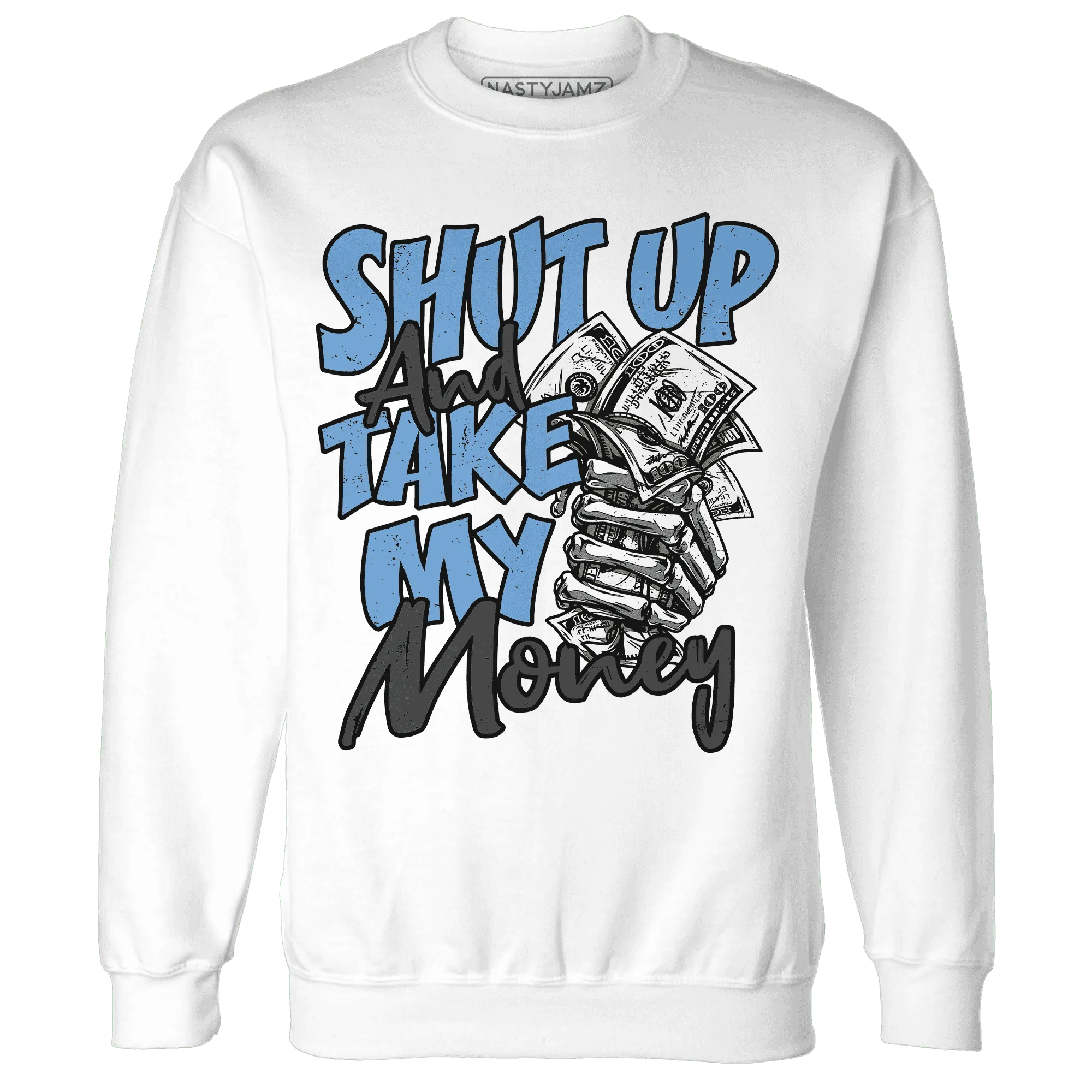 AM-Plus-Black-Univercitii-Blue-Sweatshirt-Match-Shut-Up